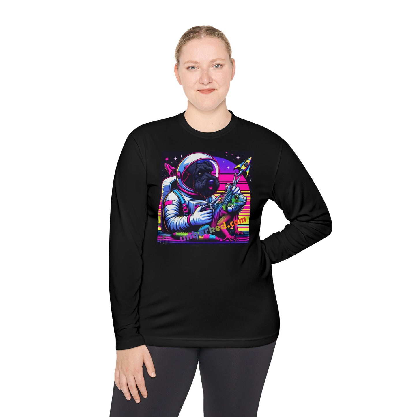 Unisex Lightweight Long Sleeve Tee Grooming Schnauzer & Space Lizard