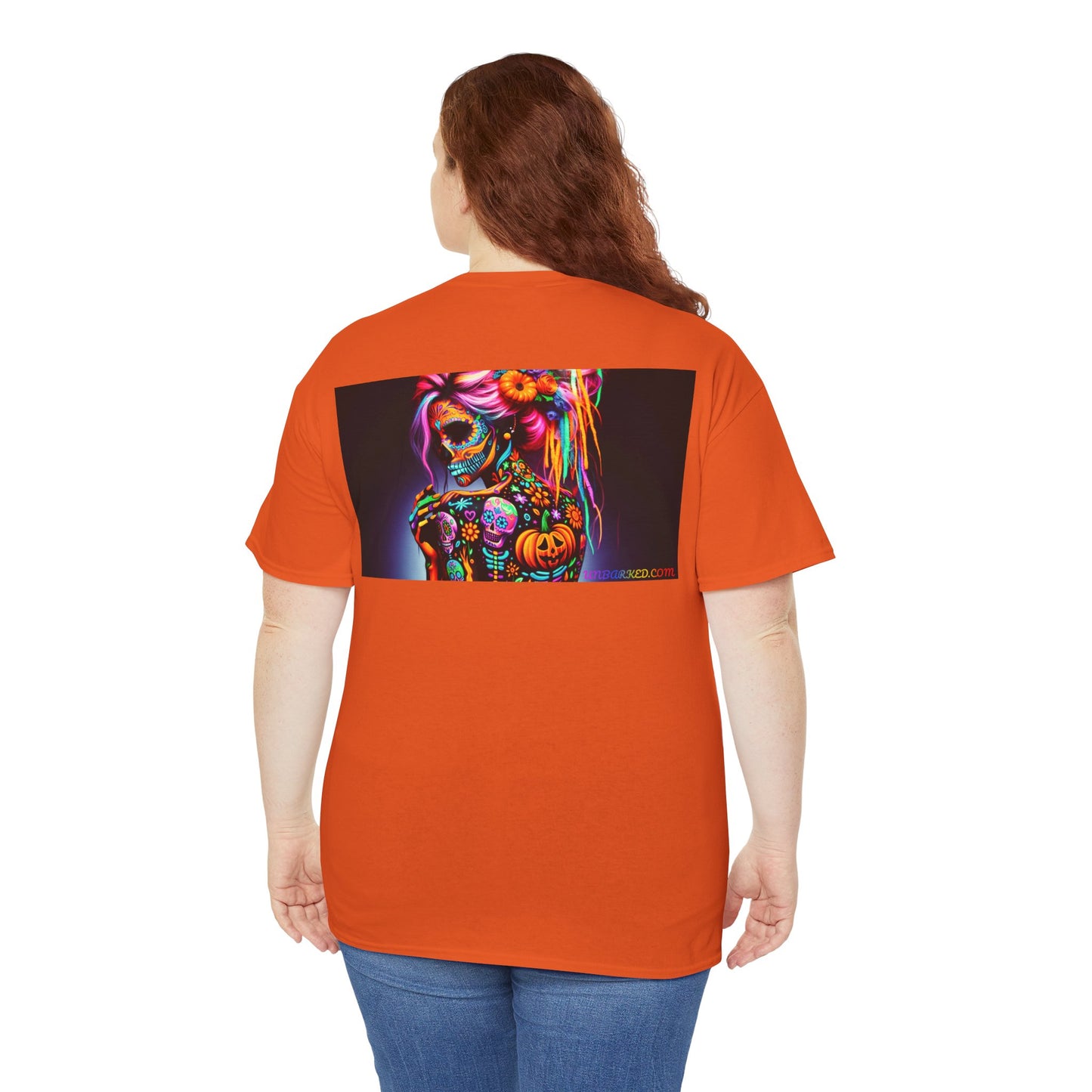 UNBARKED! Halloween Collection - Sexy Vibrant Día de Muertos Tattoo Unisex Heavy Cotton Tee Shirt