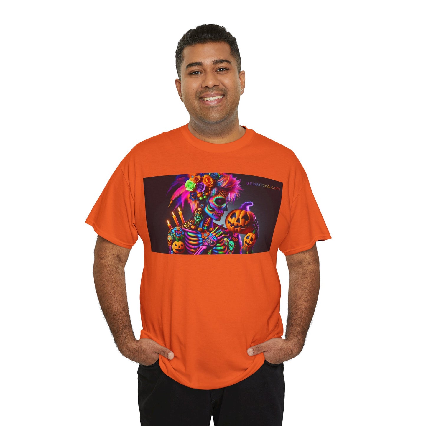 UNBARKED! Halloween Collection - Sexy Vibrant Día de Muertos Tattoo Unisex Heavy Cotton Tee Shirt