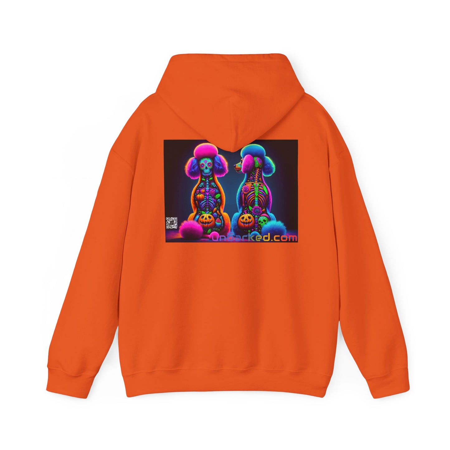 Unisex Heavy Blend™ Hooded Sweatshirt UNBARKED! Halloween Collection - Poodle Dog Vibrant Día de Muertos Tattoo