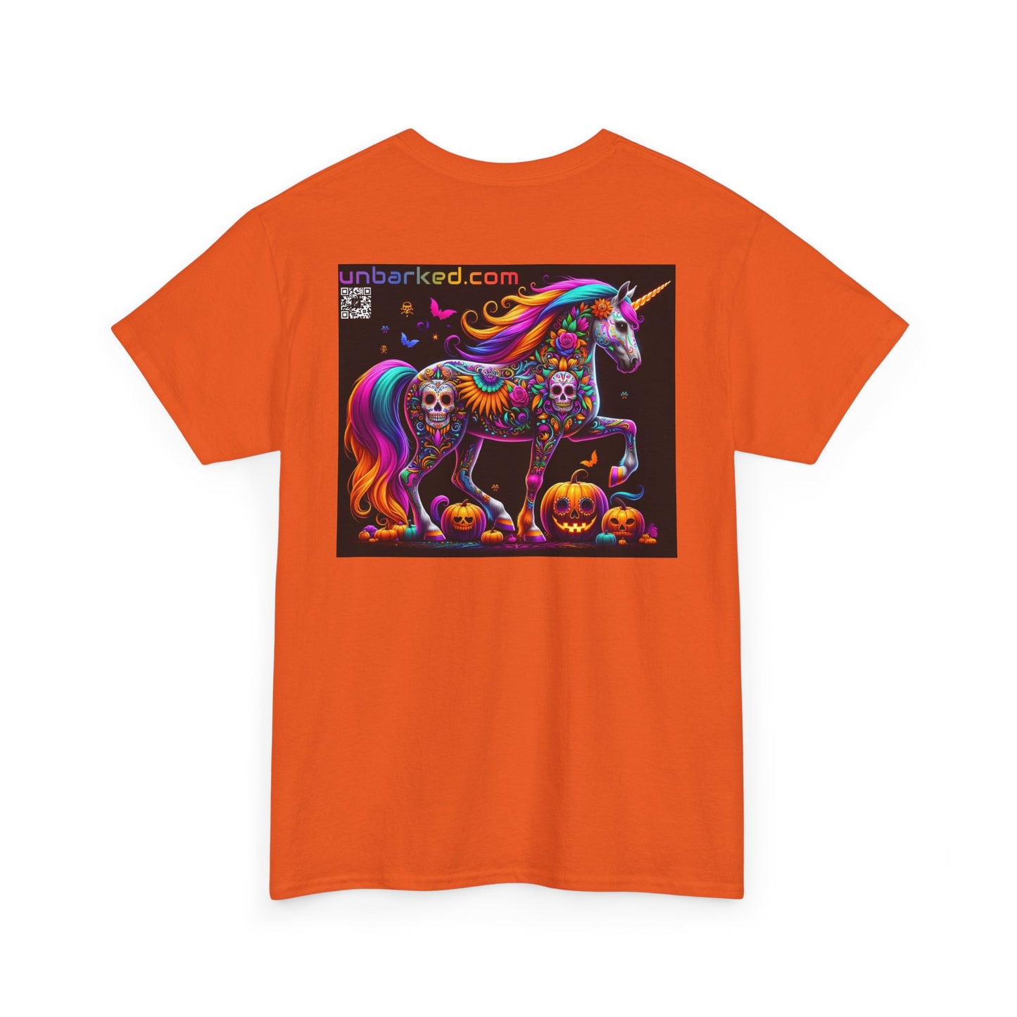 UNBARKED! Halloween Collection - Unicorn Vibrant Día de Muertos Tattoo Unisex Heavy Cotton Tee