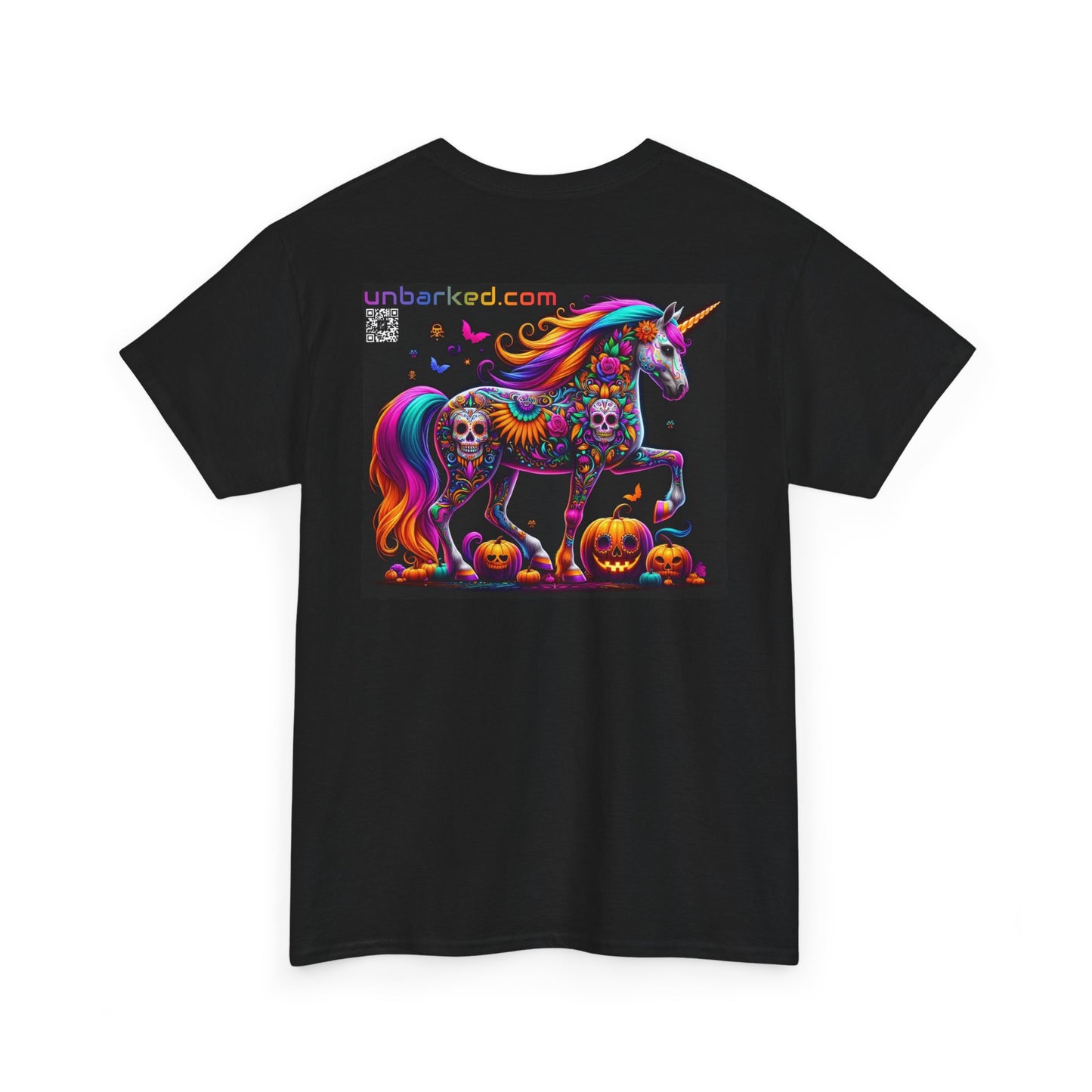 UNBARKED! Halloween Collection - Unicorn Vibrant Día de Muertos Tattoo Unisex Heavy Cotton Tee