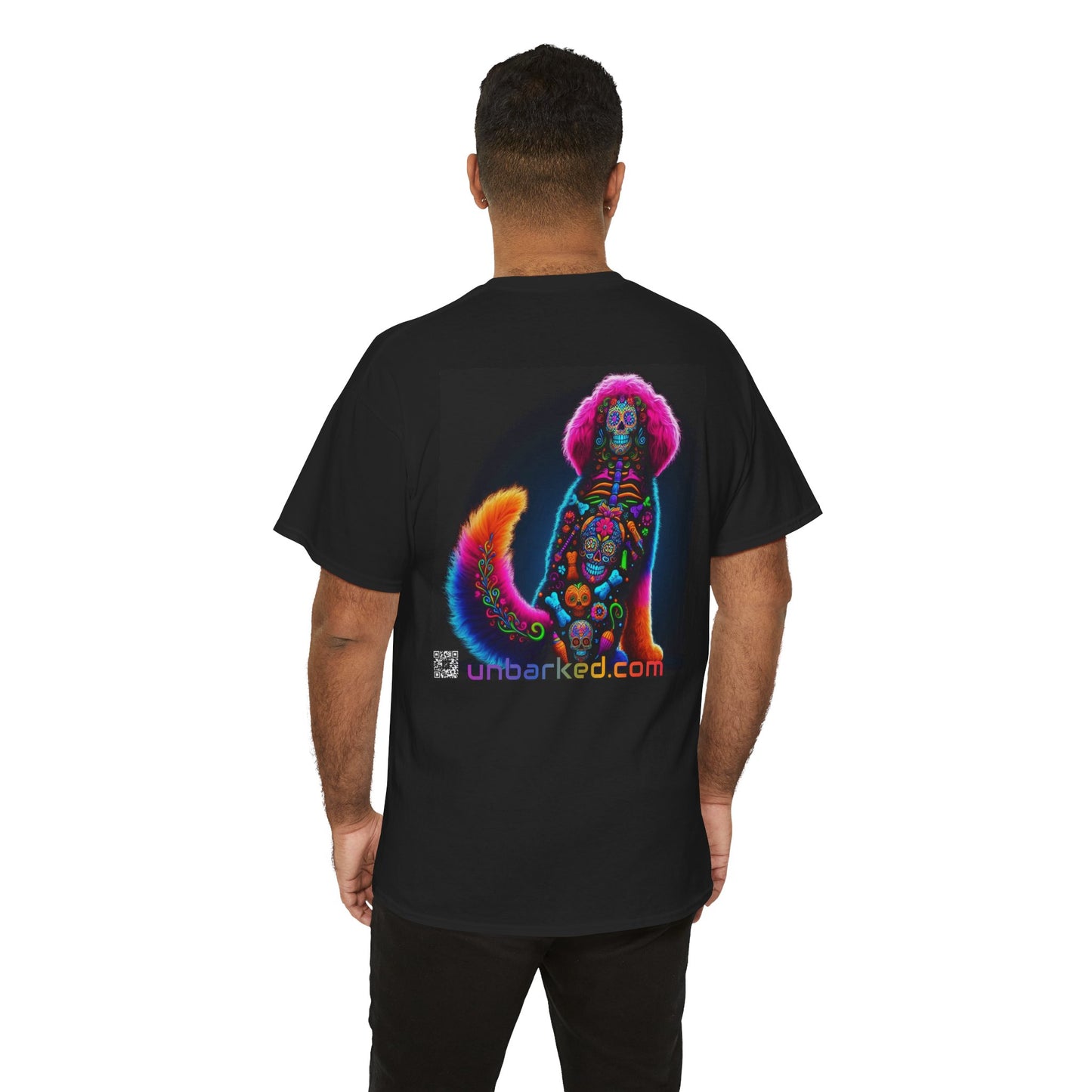UNBARKED! Halloween Collection - Bernadoodle Dog Vibrant Día de Muertos Tattoo Unisex Heavy Cotton Tee