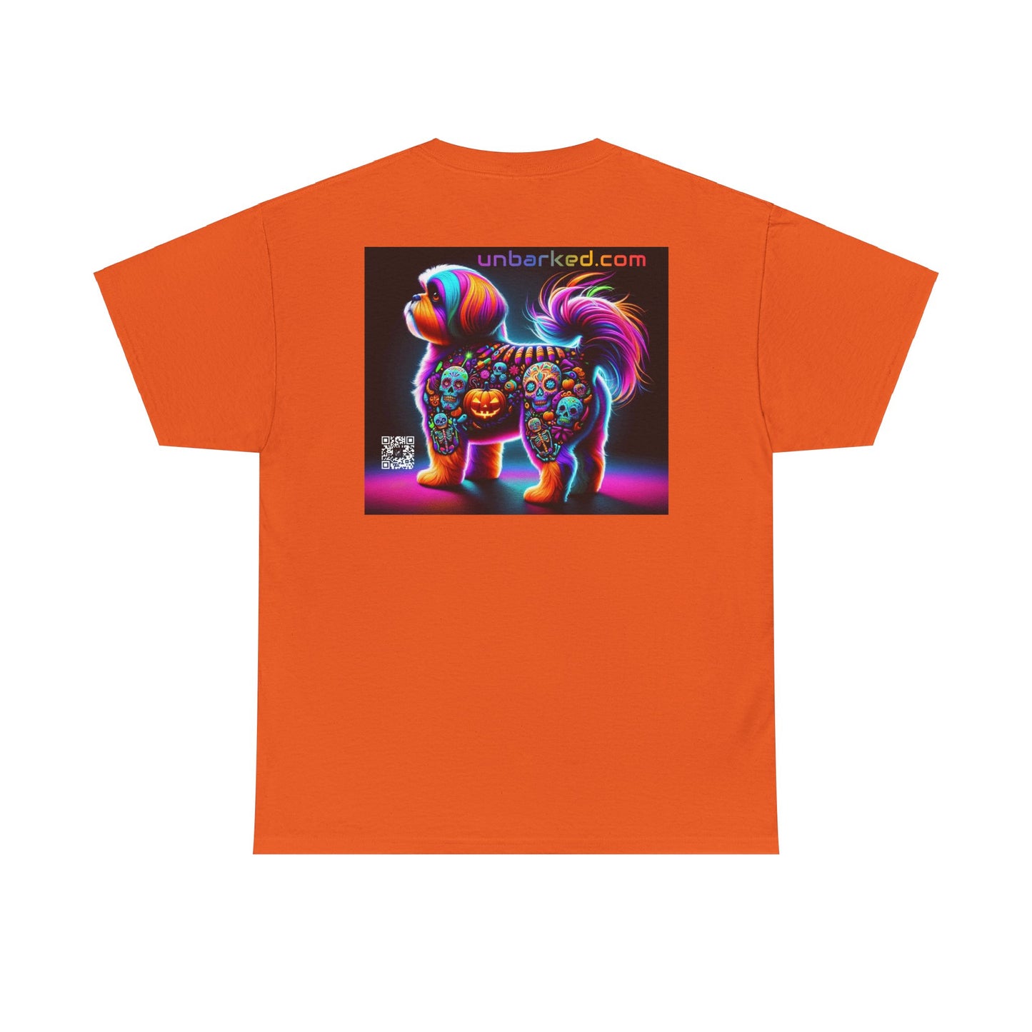 UNBARKED! Halloween Collection - Shih-Tzu Dog Vibrant Día de Muertos Tattoo Unisex Heavy Cotton Tee