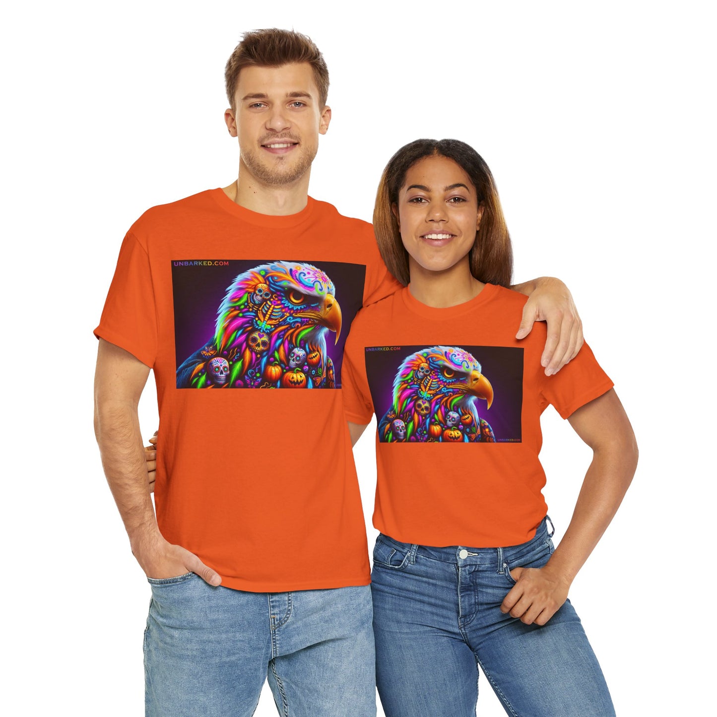 UNBARKED! Halloween Collection - Bald Eagle Vibrant Día de Muertos Tattoo Unisex Heavy Cotton Tee Shirt