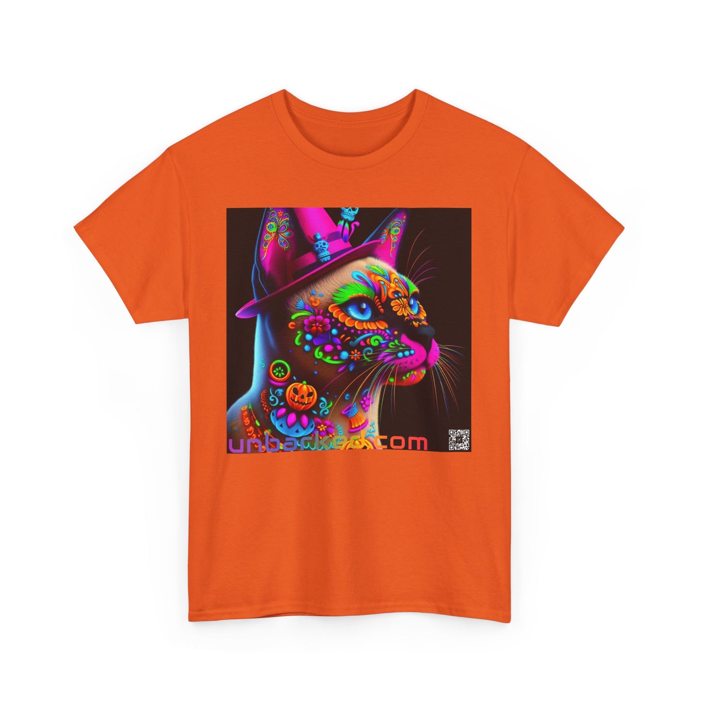 UNBARKED! Halloween Collection - Siamese Cat Vibrant Día de Muertos Tattoo Unisex Heavy Cotton Tee