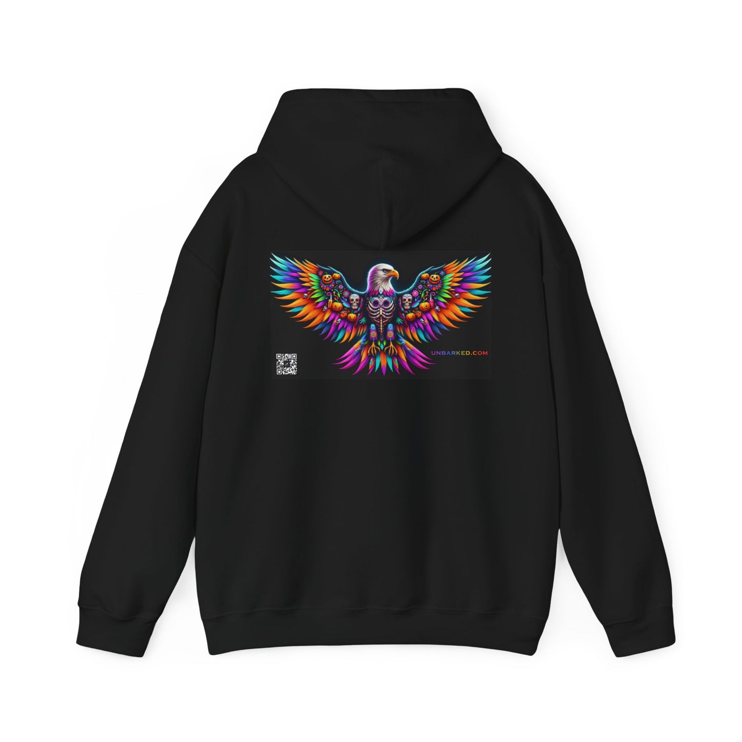 Hooded Sweatshirt UNBARKED! Halloween Collection - Bald Eagle Vibrant Día de Muertos Tattoo Hoodie Unisex Heavy Blend™