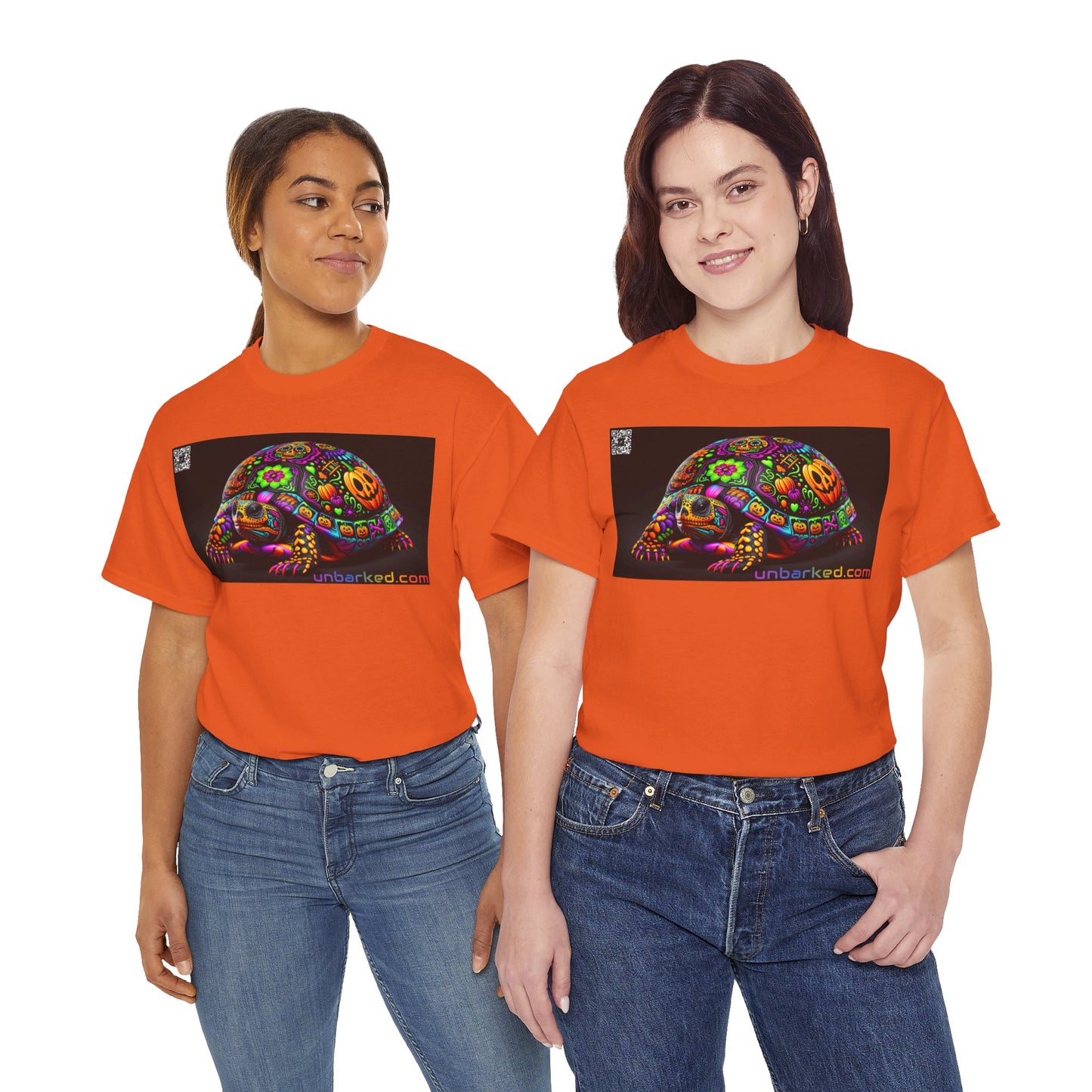 UNBARKED! Halloween Collection - Painted Slider Turtle Vibrant Día de Muertos Tattoo Unisex Heavy Cotton Tee Shirt