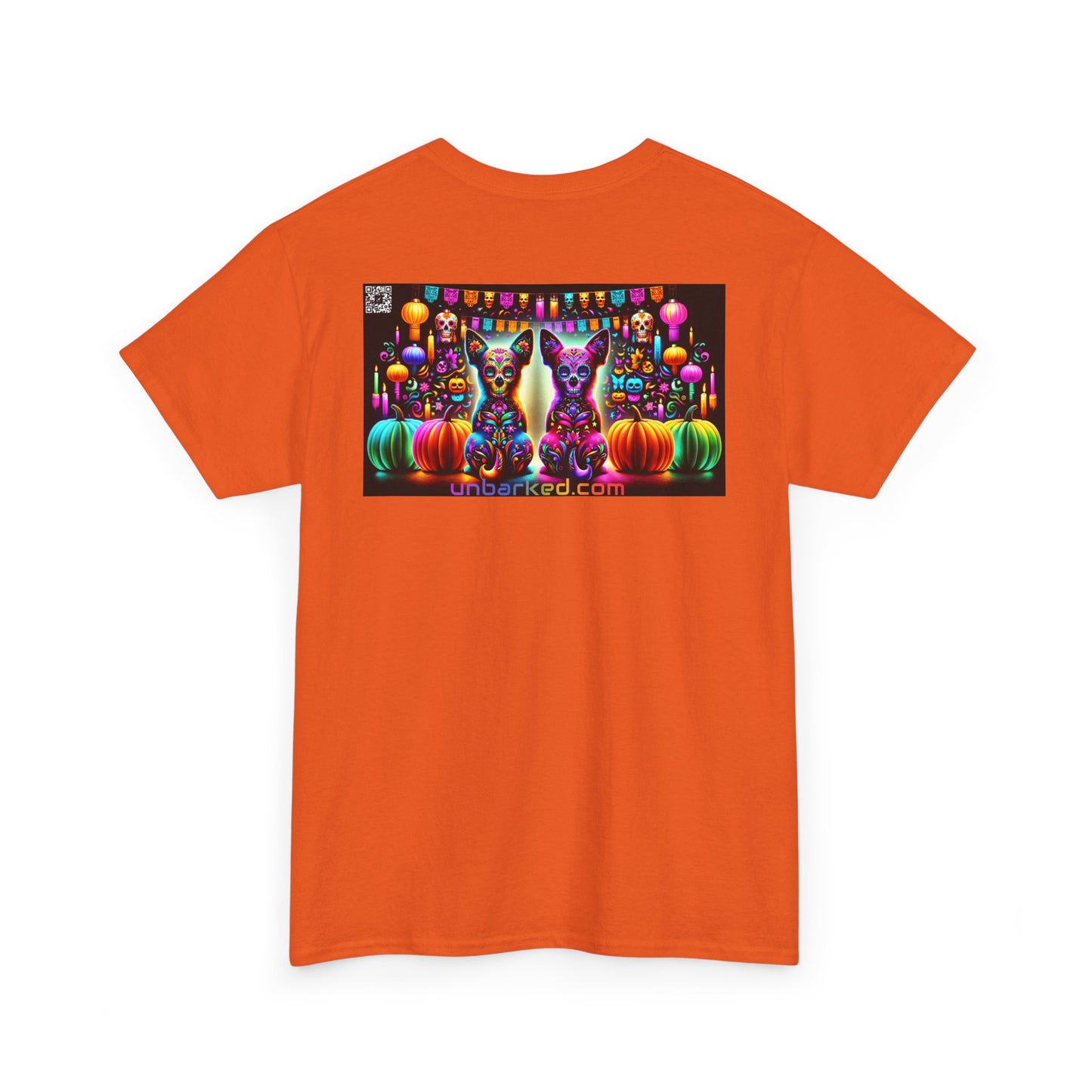 UNBARKED! Halloween Collection - Chihuahua Dog Vibrant Día de Muertos Tattoo Unisex Heavy Cotton Tee
