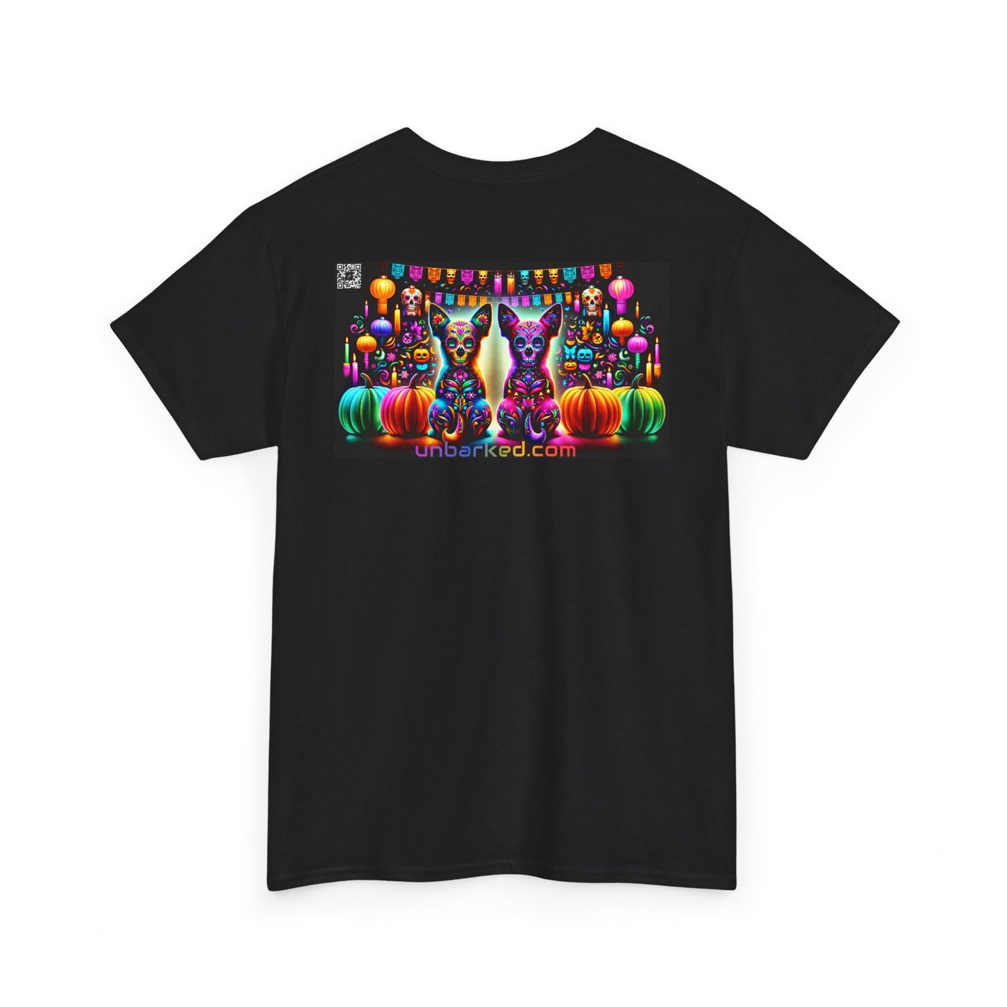 UNBARKED! Halloween Collection - Chihuahua Dog Vibrant Día de Muertos Tattoo Unisex Heavy Cotton Tee
