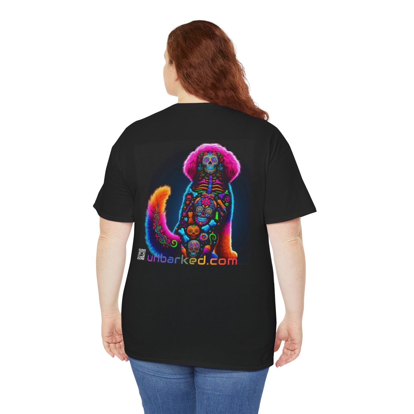 UNBARKED! Halloween Collection - Bernadoodle Dog Vibrant Día de Muertos Tattoo Unisex Heavy Cotton Tee