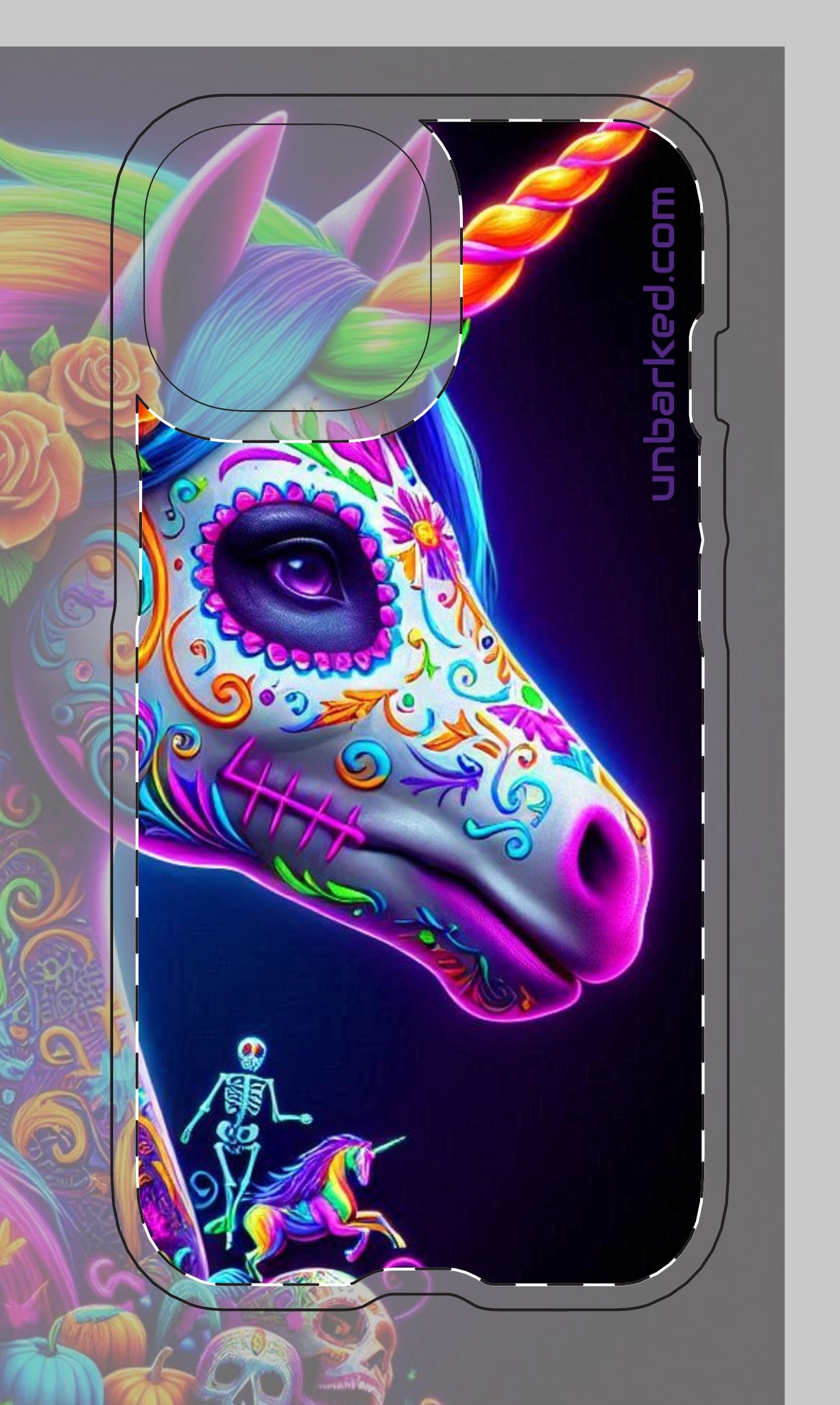 iphone 14 & 15 UNBARKED! Halloween Collective Dia De Los Muertos Unicorn Tough Magnetic Cases