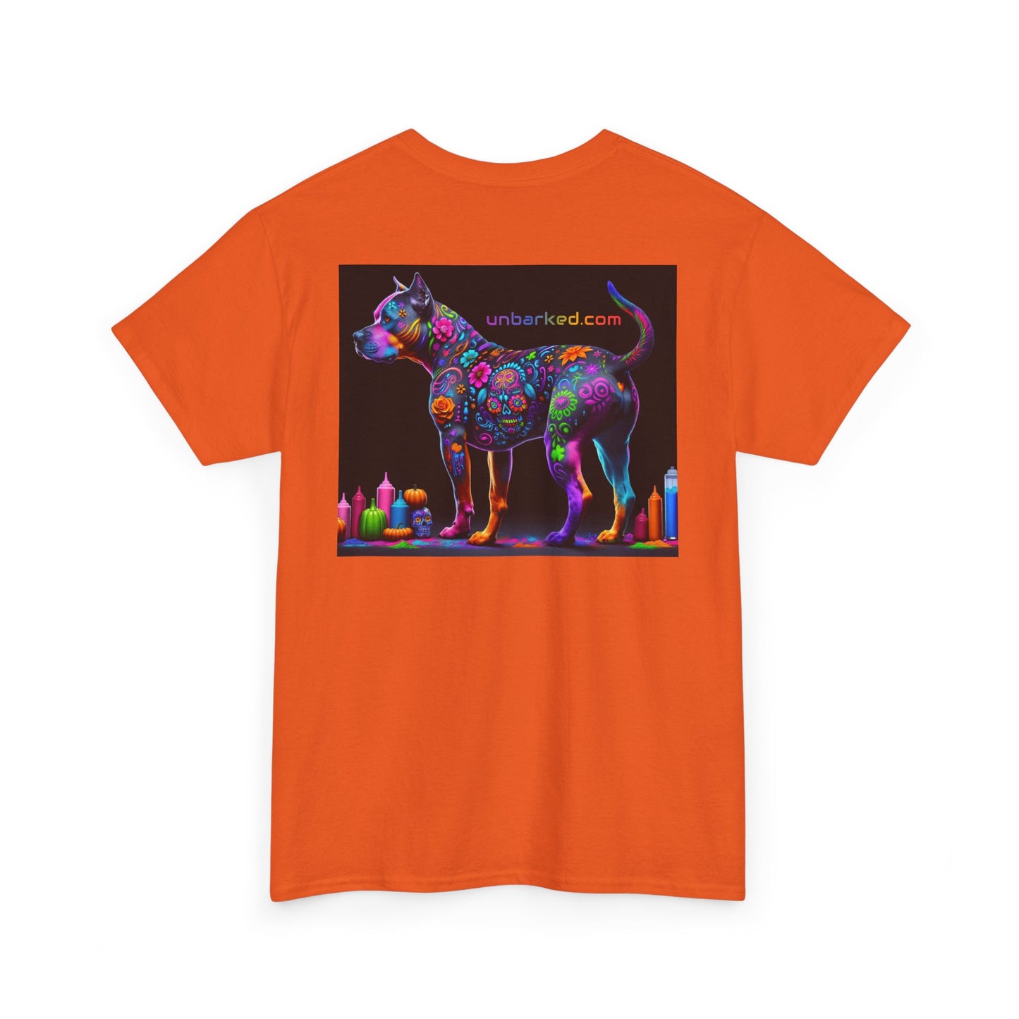 UNBARKED! Halloween Collection - Pitbull Dog Pittie Vibrant Día de Muertos Tattoo Unisex Heavy Cotton Tee