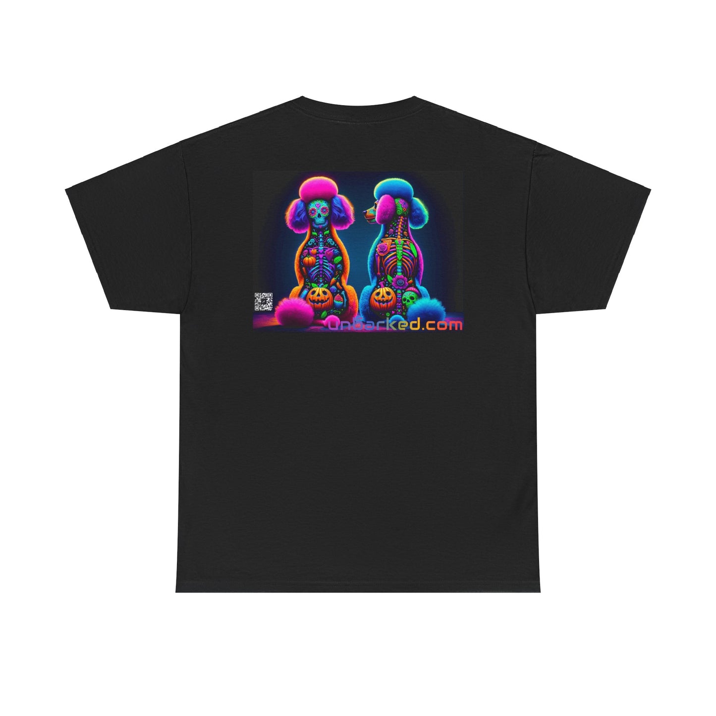 UNBARKED! Halloween Collection - Poodle Dog Vibrant Día de Muertos Tattoo Unisex Heavy Cotton Tee