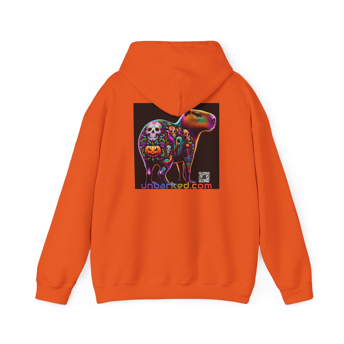 Unisex Heavy Blend™ Hooded Sweatshirt UNBARKED! Halloween Collection - Cappybara Vibrant Día de Muertos Tattoo
