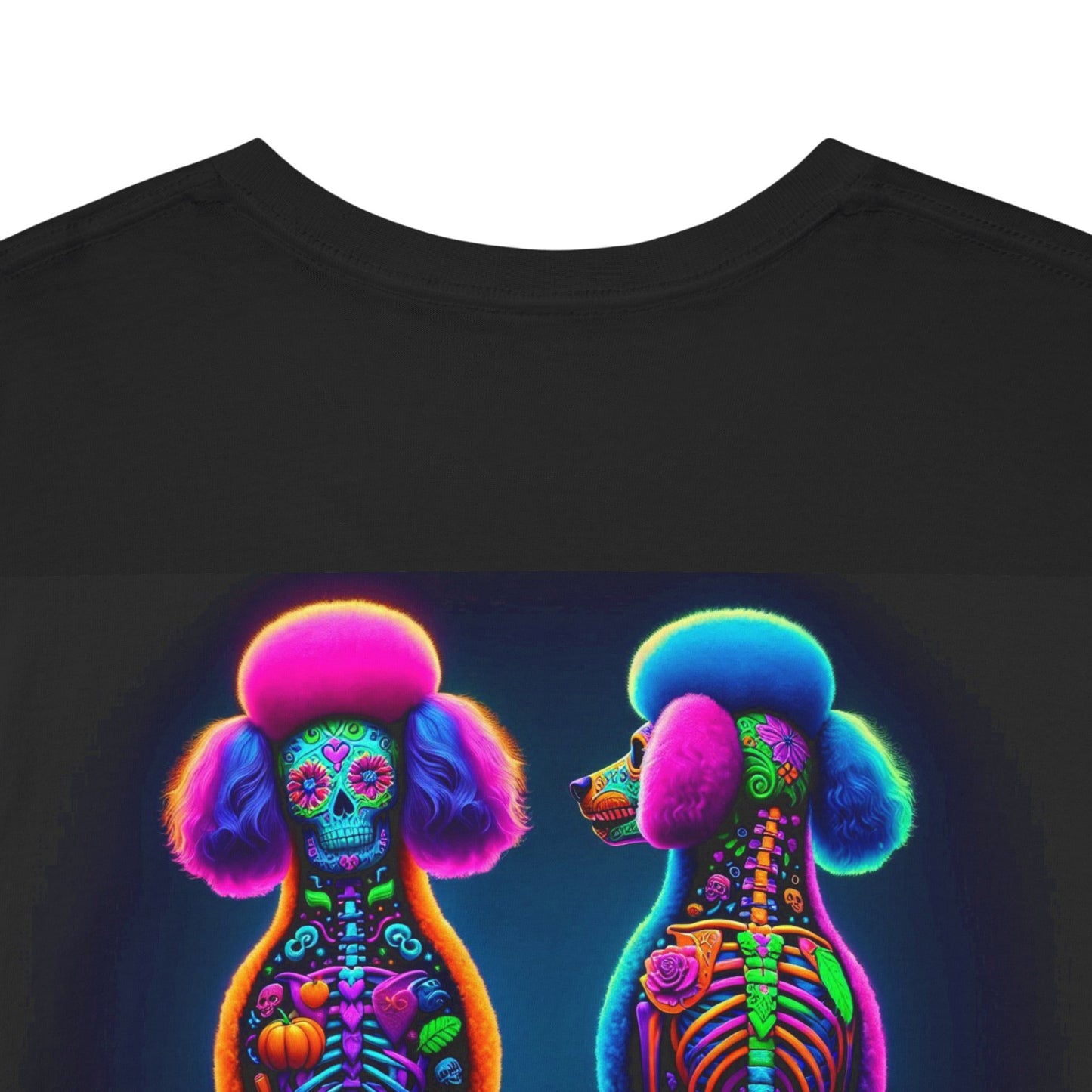 UNBARKED! Halloween Collection - Poodle Dog Vibrant Día de Muertos Tattoo Unisex Heavy Cotton Tee