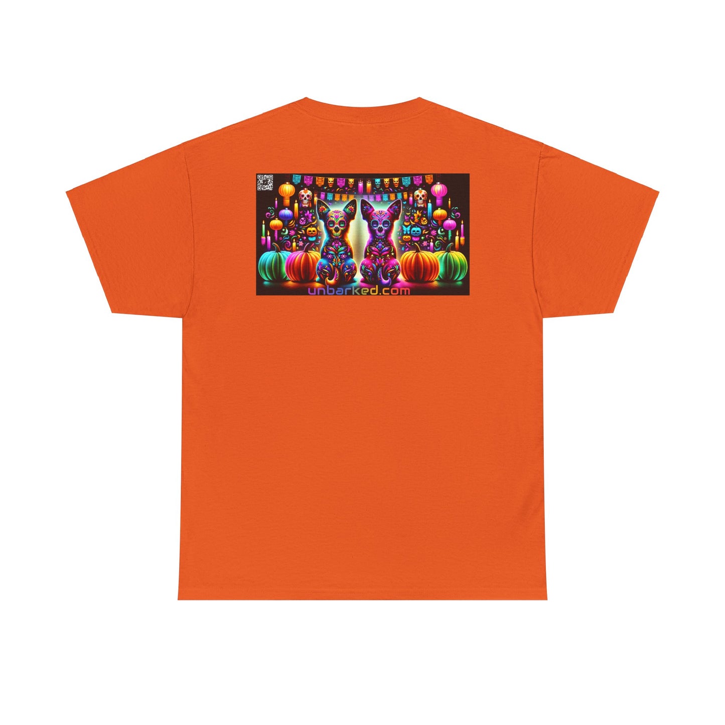 UNBARKED! Halloween Collection - Chihuahua Dog Vibrant Día de Muertos Tattoo Unisex Heavy Cotton Tee