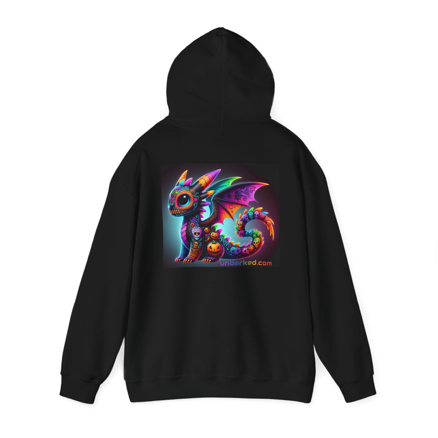 Hooded Sweatshirt UNBARKED! Halloween Collection - Dragon Vibrant Día de Muertos Tattoo Hoodie Unisex Heavy Blend™