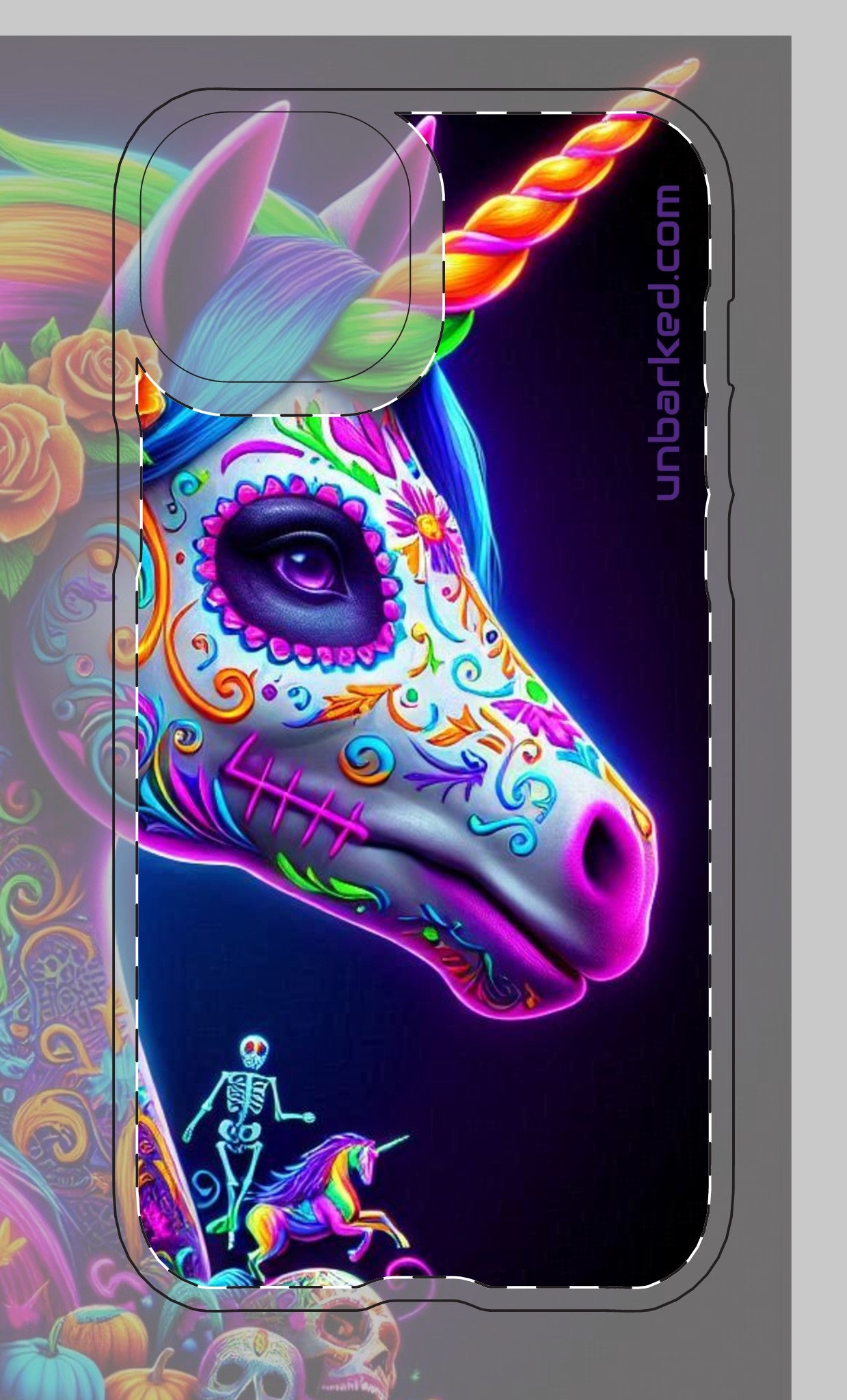 iphone 14 & 15 UNBARKED! Halloween Collective Dia De Los Muertos Unicorn Tough Magnetic Cases