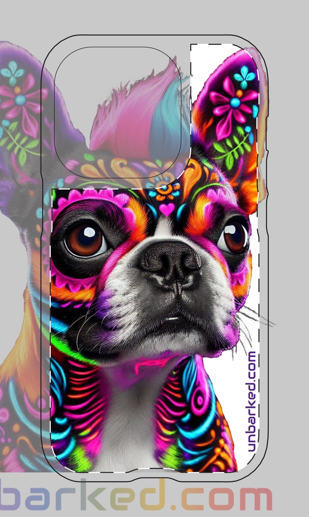 iphone 14 & 15 UNBARKED! Halloween Collective Dia De Los Muertos Boston Terrier Tough Magnetic Cases