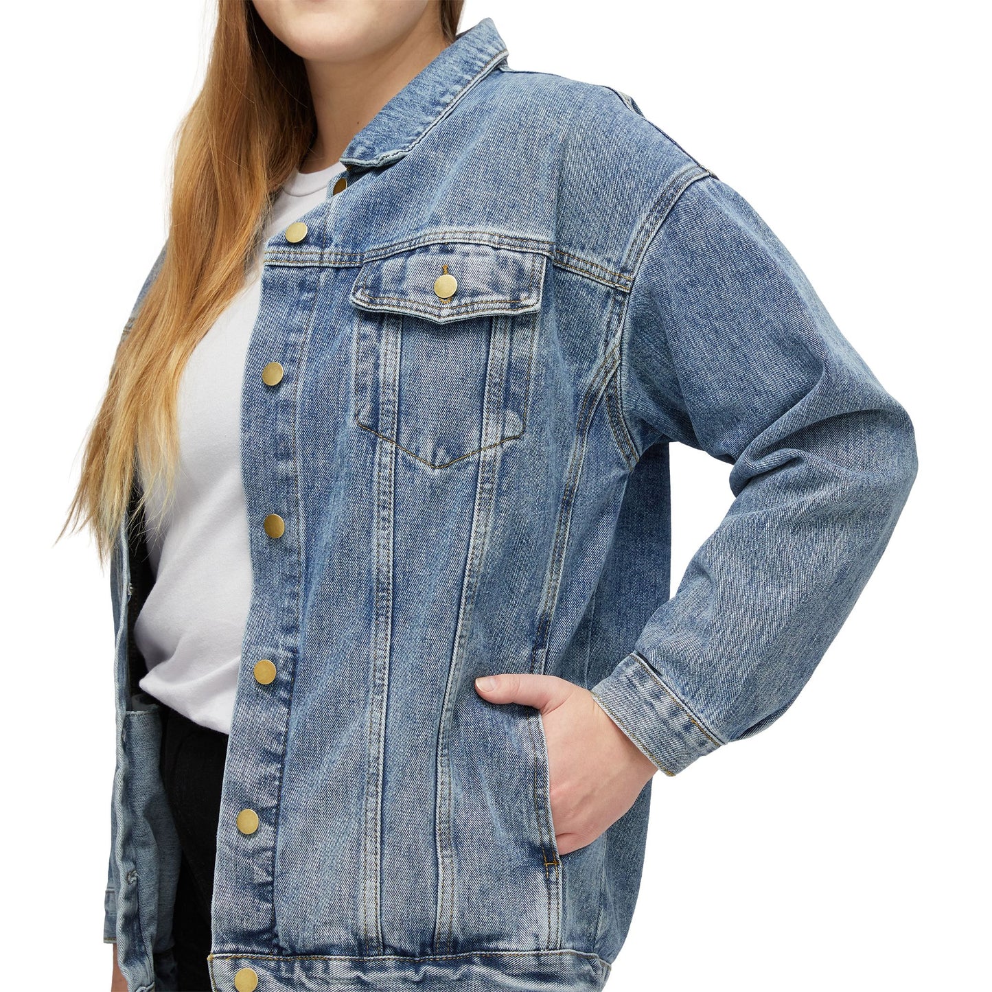 UNBARKED! Halloween Collective Women's Denim Jacket Rottweiler Dog Throw Bak!