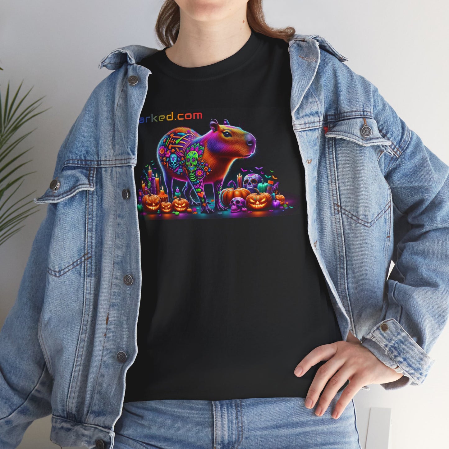 UNBARKED! Halloween Collection - Capybara Vibrant Día de Muertos Tattoo Unisex Heavy Cotton Tee