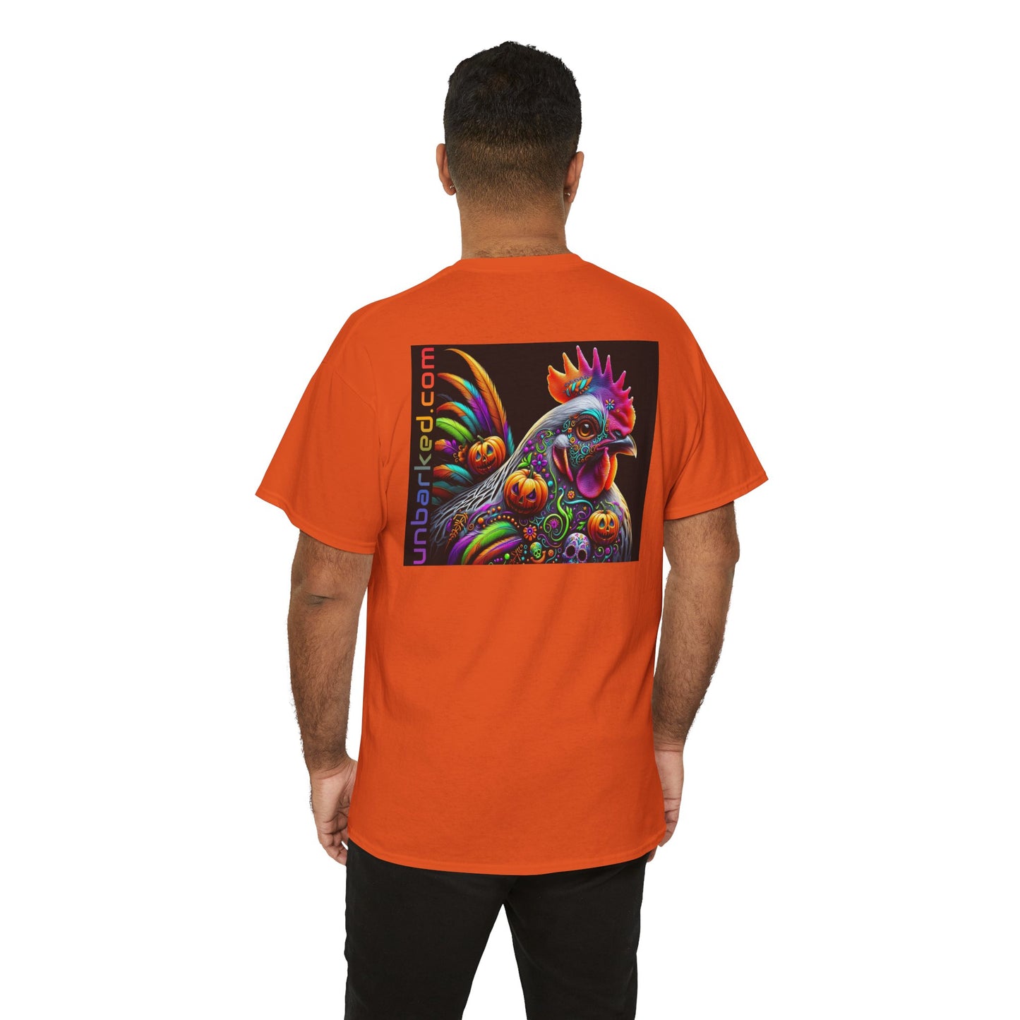 UNBARKED! Halloween Collection - Silver Laced Wyndotte Vibrant Día de Muertos Tattoo Unisex Heavy Cotton Tee Shirt