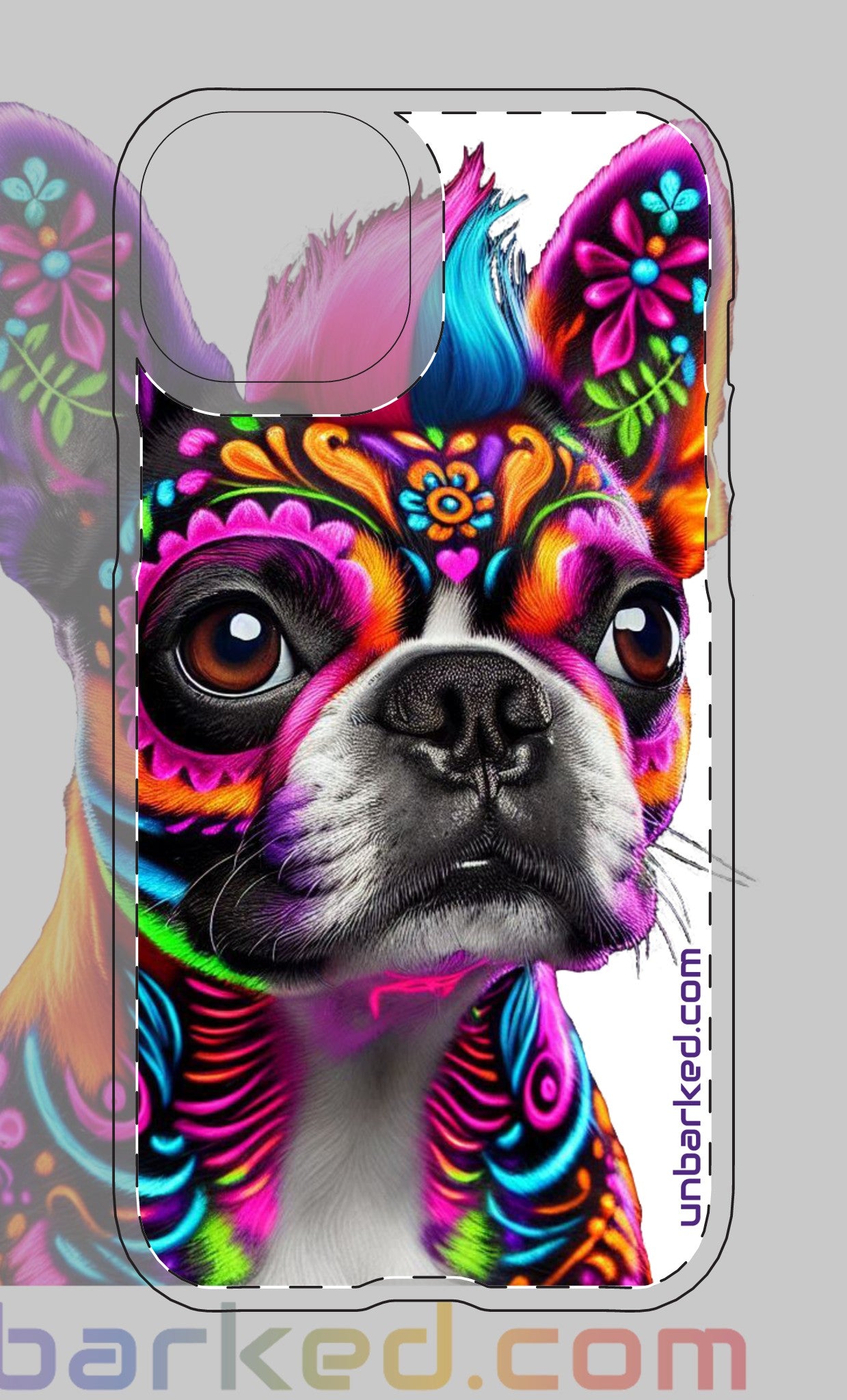 iphone 14 & 15 UNBARKED! Halloween Collective Dia De Los Muertos Boston Terrier Tough Magnetic Cases