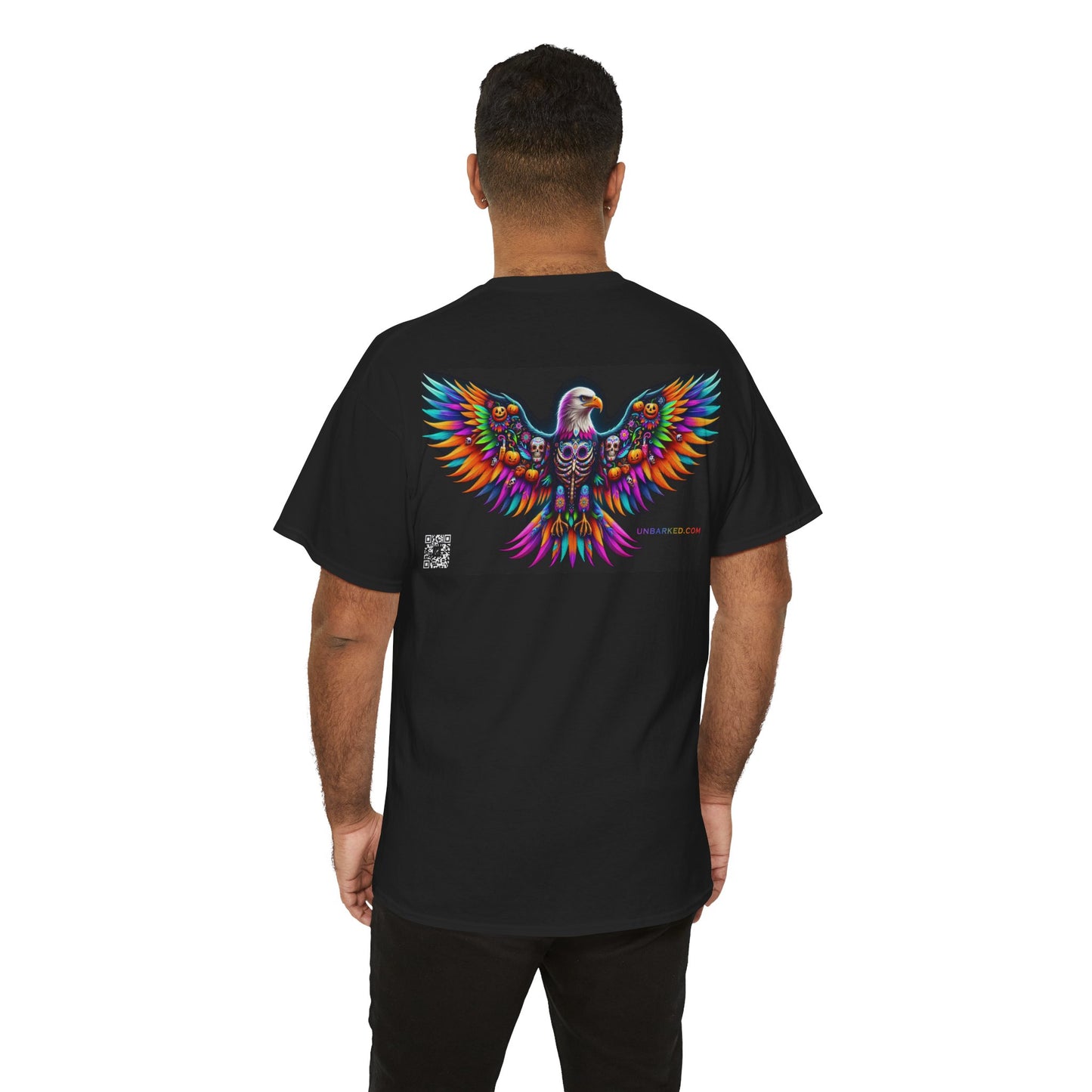 UNBARKED! Halloween Collection - Bald Eagle Vibrant Día de Muertos Tattoo Unisex Heavy Cotton Tee Shirt