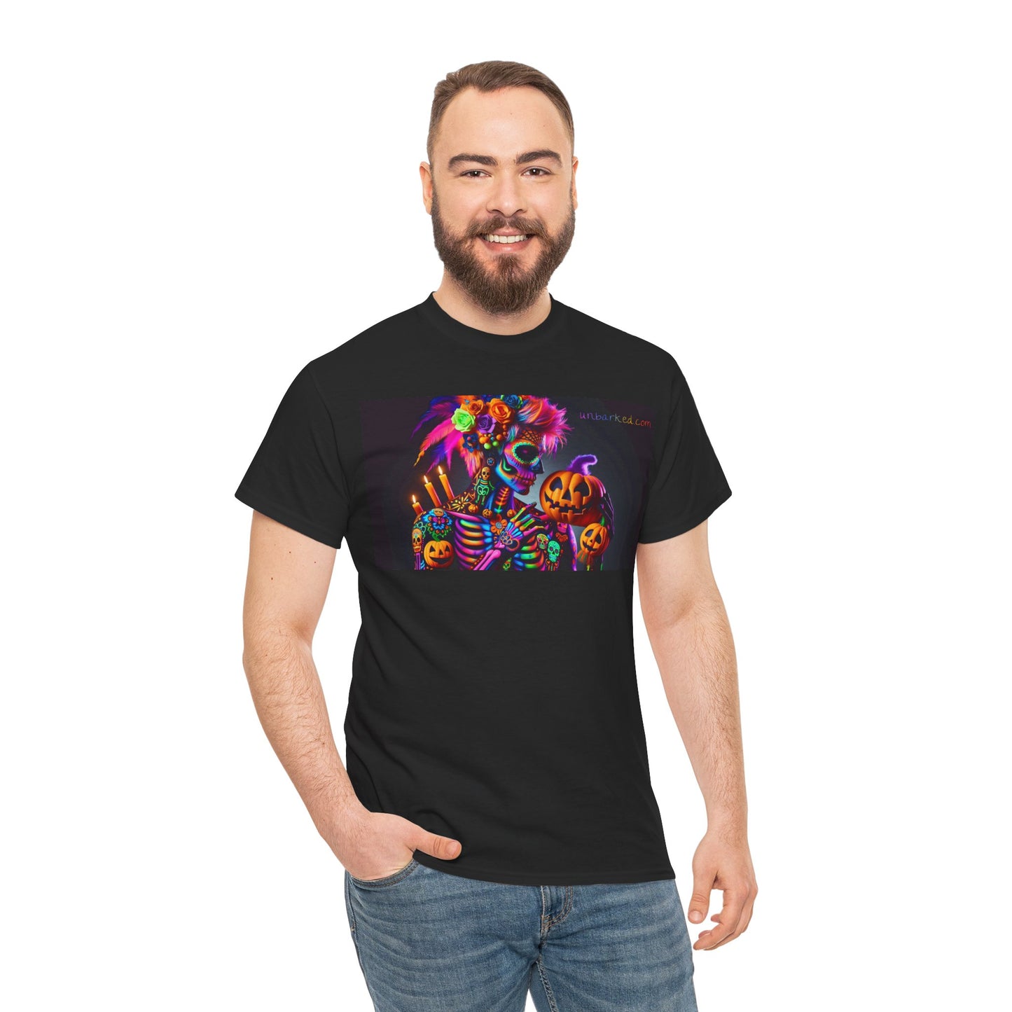 UNBARKED! Halloween Collection - Sexy Vibrant Día de Muertos Tattoo Unisex Heavy Cotton Tee Shirt