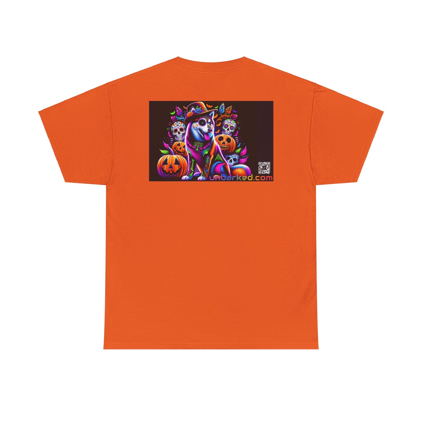 UNBARKED! Halloween Collection - Husky/ Alaskan Malamute Dog Vibrant Día de Muertos Tattoo Unisex Heavy Cotton Tee
