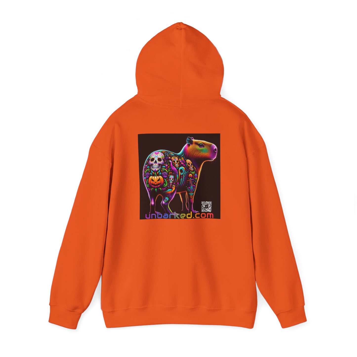 Unisex Heavy Blend™ Hooded Sweatshirt UNBARKED! Halloween Collection - Cappybara Vibrant Día de Muertos Tattoo