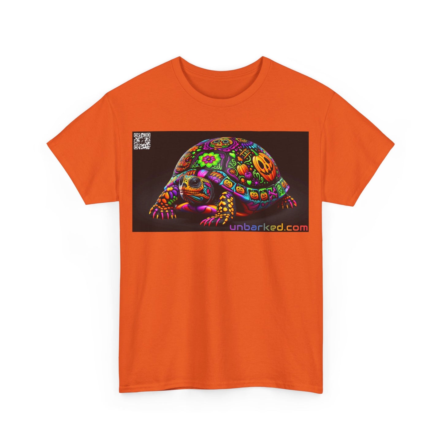 UNBARKED! Halloween Collection - Painted Slider Turtle Vibrant Día de Muertos Tattoo Unisex Heavy Cotton Tee Shirt