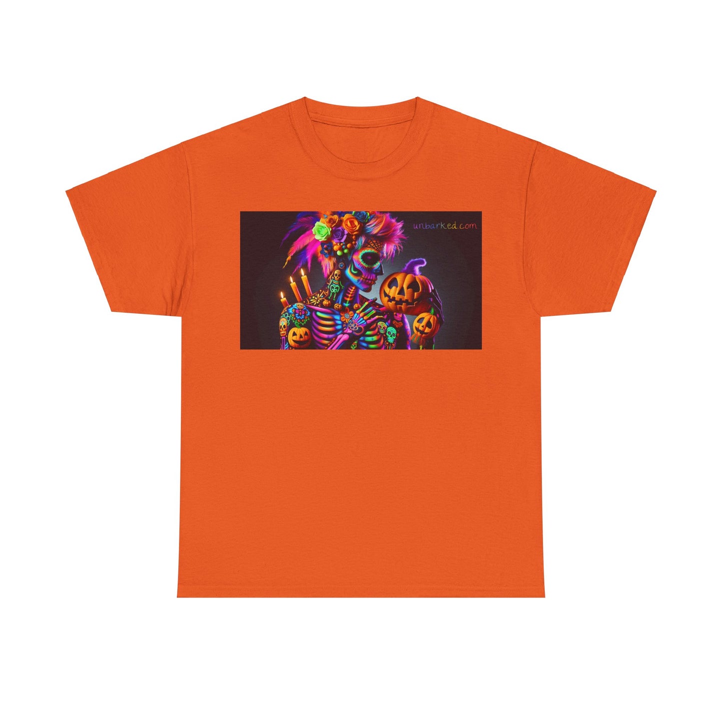 UNBARKED! Halloween Collection - Sexy Vibrant Día de Muertos Tattoo Unisex Heavy Cotton Tee Shirt