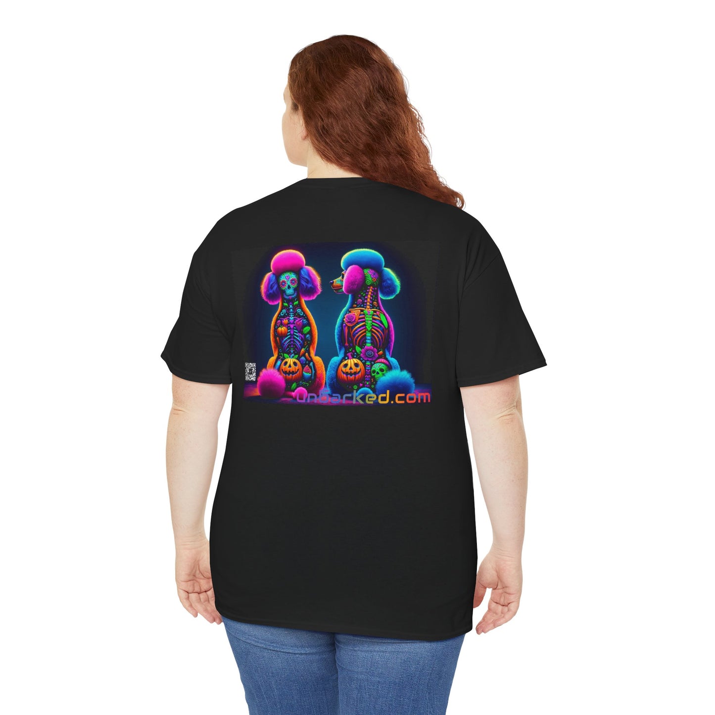 UNBARKED! Halloween Collection - Poodle Dog Vibrant Día de Muertos Tattoo Unisex Heavy Cotton Tee