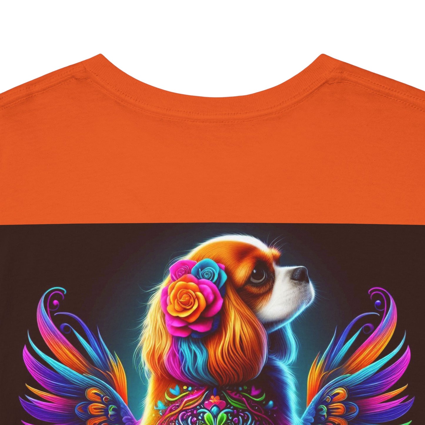 UNBARKED! Halloween Collection - Cavalier King Charles Spaniel Dog Vibrant Día de Muertos Tattoo Unisex Heavy Cotton Tee