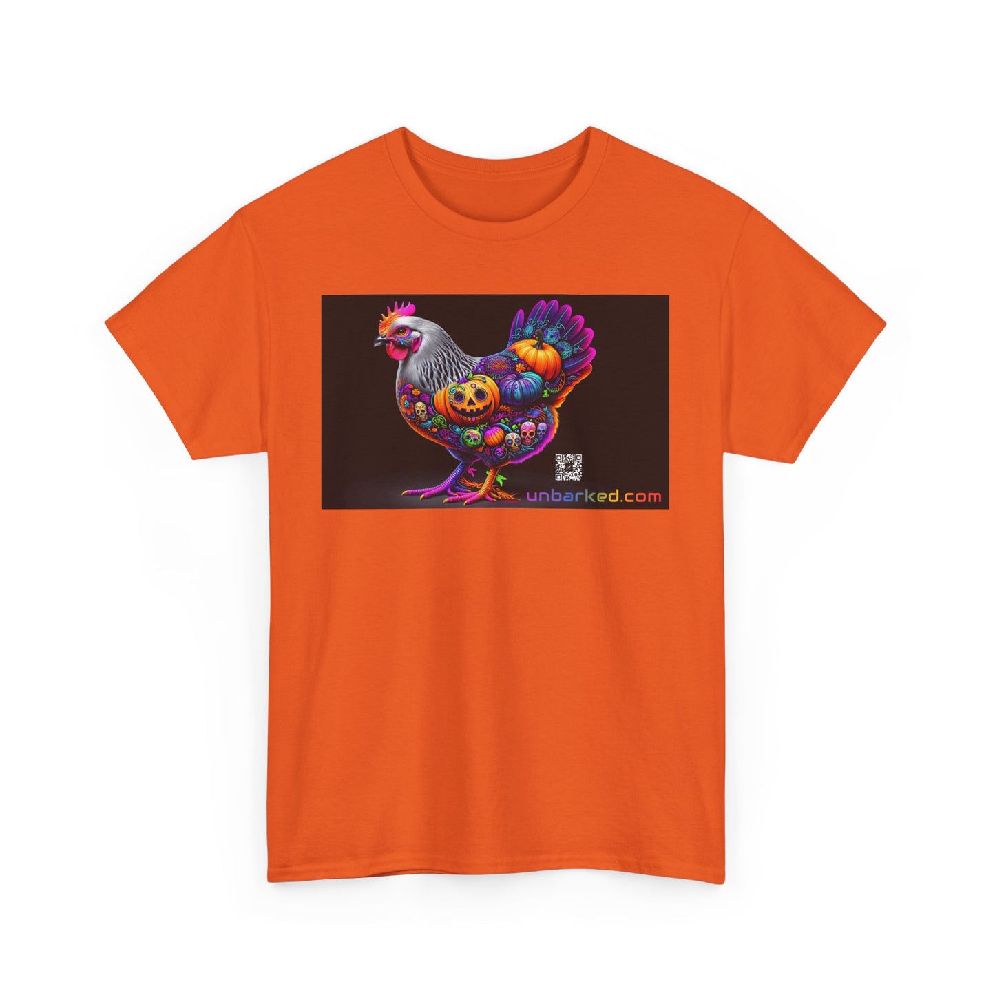 UNBARKED! Halloween Collection - Silver Laced Wyndotte Vibrant Día de Muertos Tattoo Unisex Heavy Cotton Tee Shirt