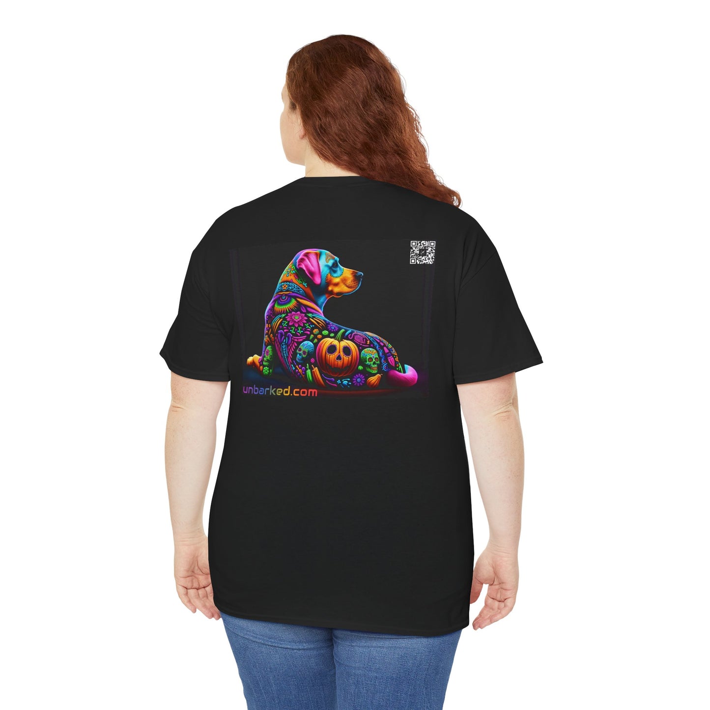 UNBARKED! Halloween Collection - Labrador Retreiver Dog Vibrant Día de Muertos Tattoo Unisex Heavy Cotton Tee