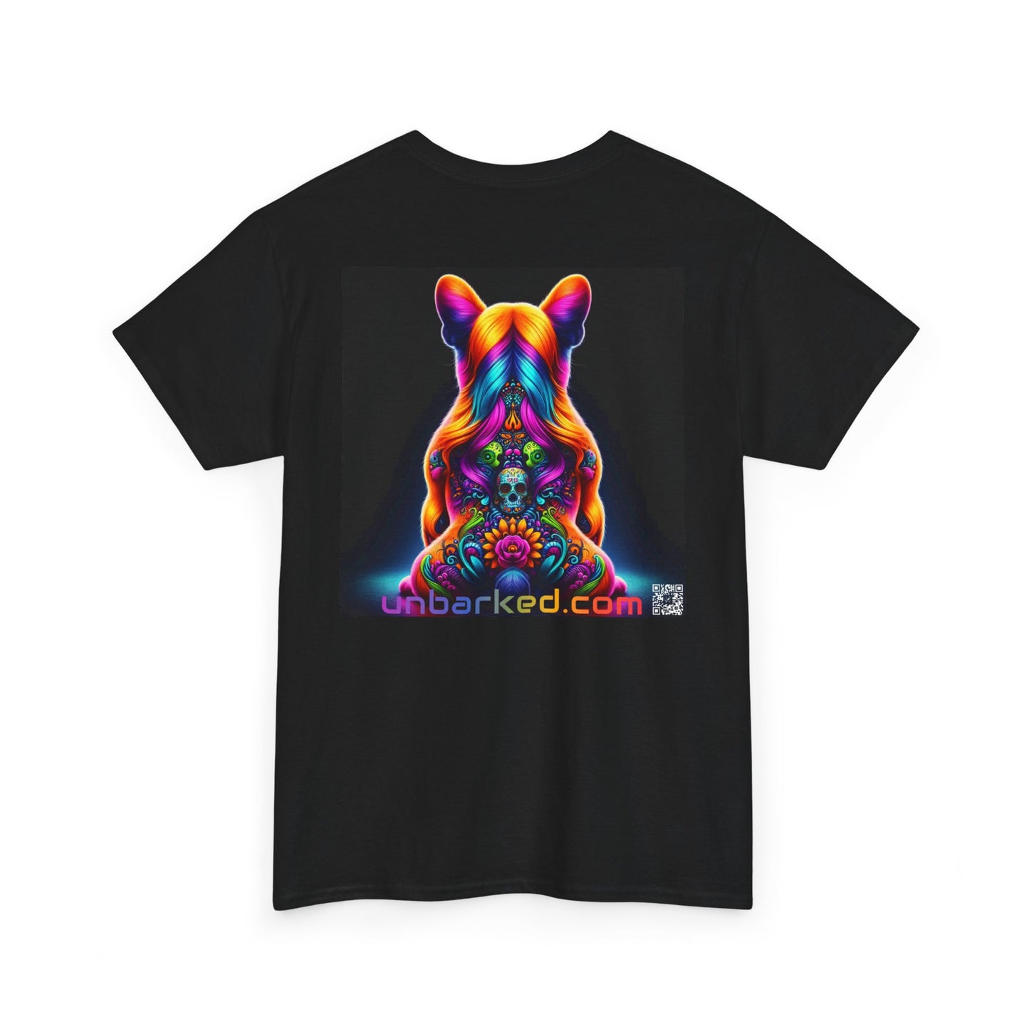 UNBARKED! Halloween Collection - Frenchie Dog Vibrant Día de Muertos Tattoo Unisex Heavy Cotton Tee