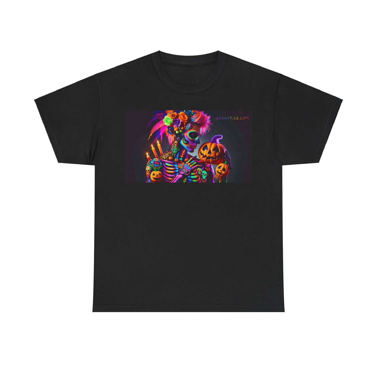 UNBARKED! Halloween Collection - Sexy Vibrant Día de Muertos Tattoo Unisex Heavy Cotton Tee Shirt