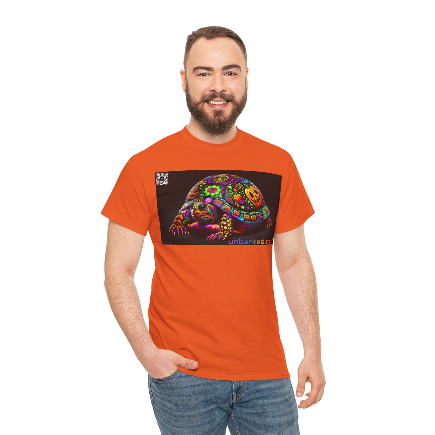 UNBARKED! Halloween Collection - Painted Slider Turtle Vibrant Día de Muertos Tattoo Unisex Heavy Cotton Tee Shirt