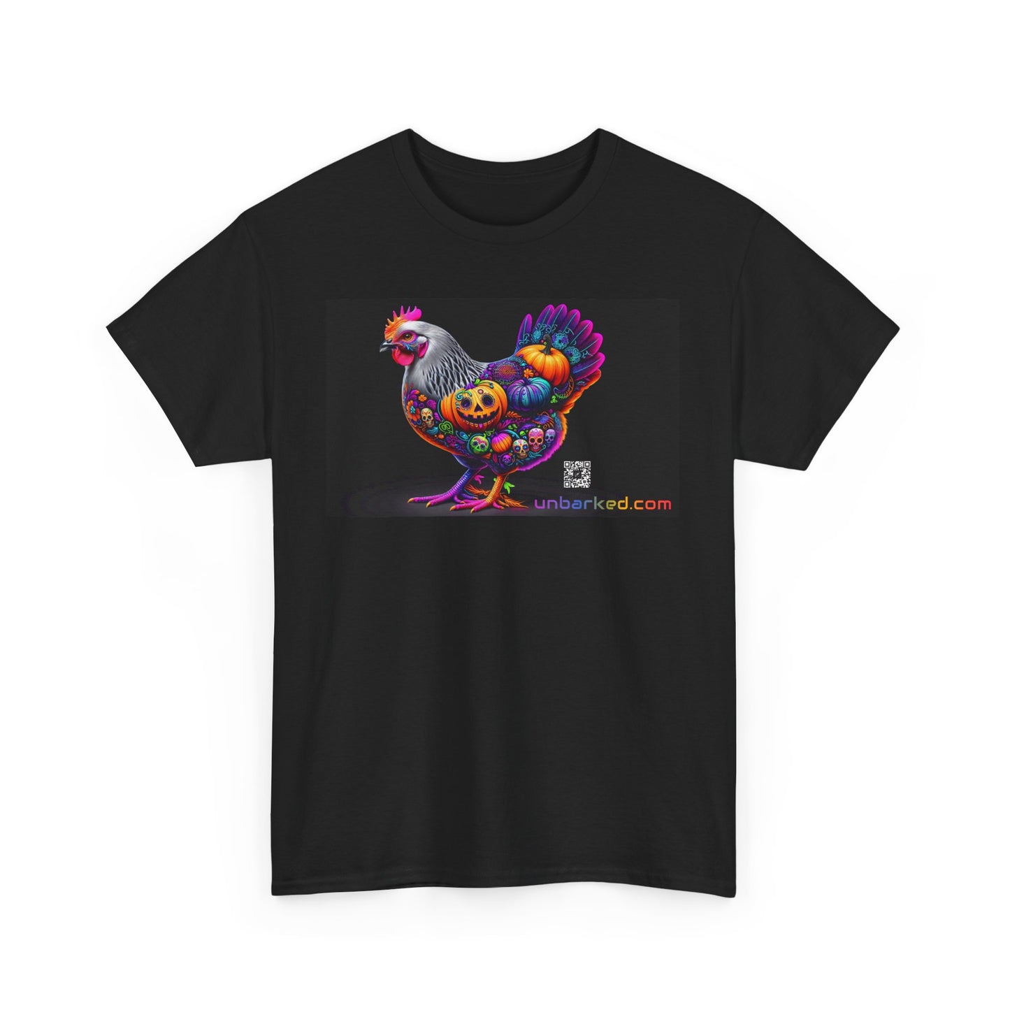 UNBARKED! Halloween Collection - Silver Laced Wyndotte Vibrant Día de Muertos Tattoo Unisex Heavy Cotton Tee Shirt