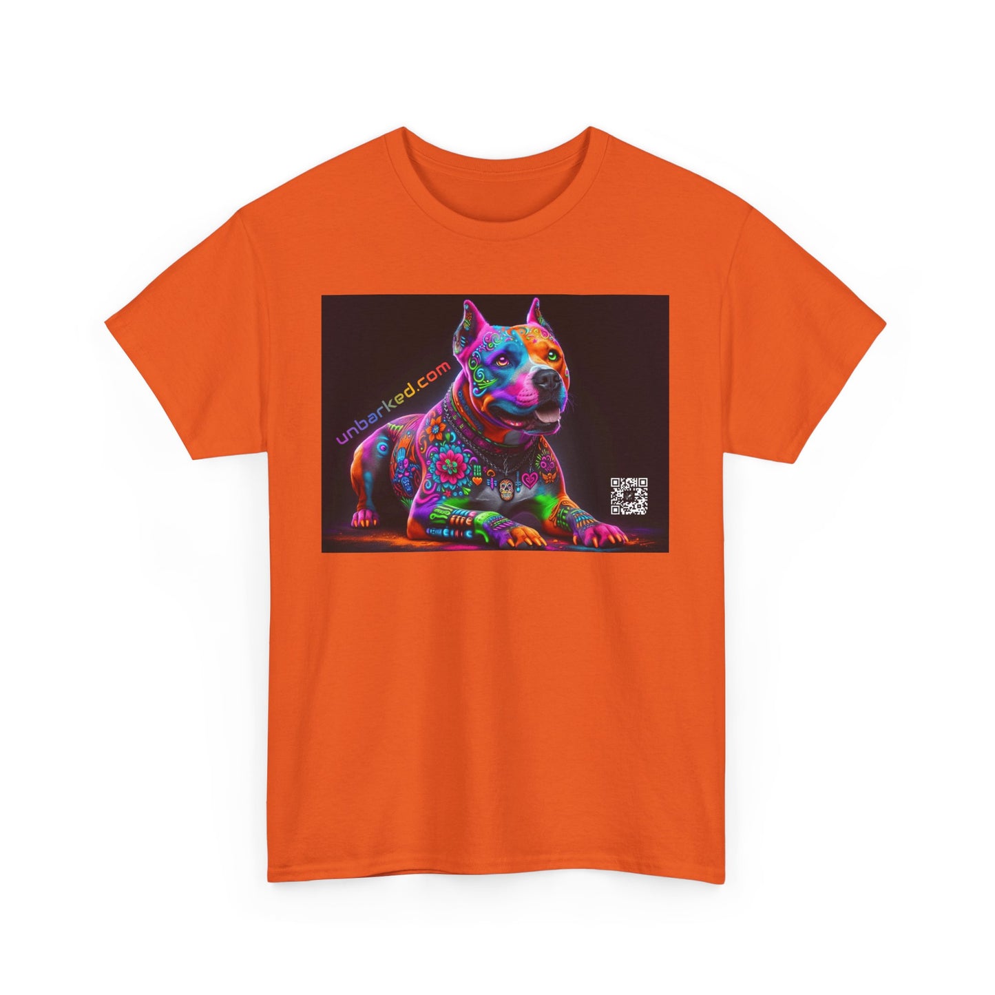 UNBARKED! Halloween Collection - Pitbull Dog Pittie Vibrant Día de Muertos Tattoo Unisex Heavy Cotton Tee