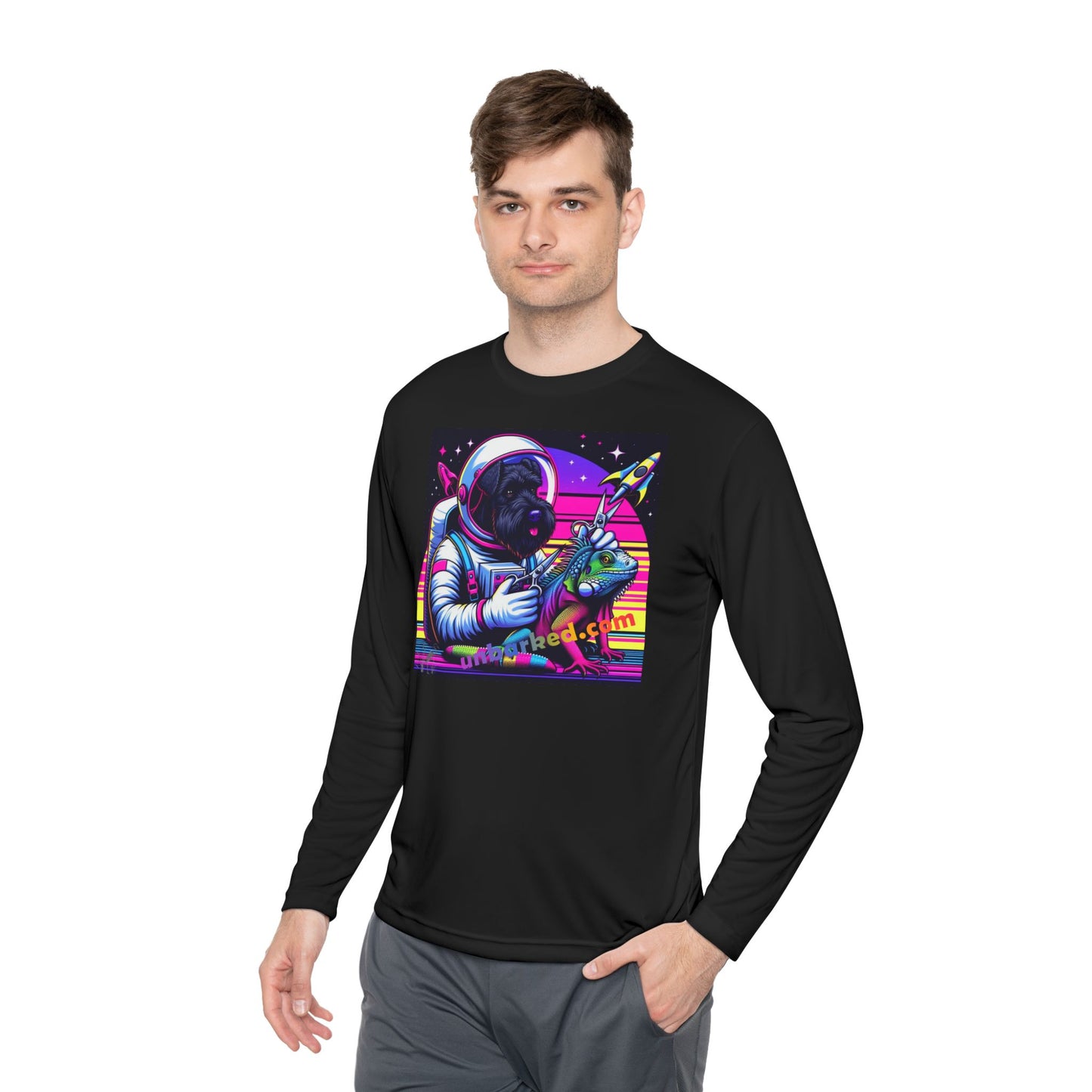 Unisex Lightweight Long Sleeve Tee Grooming Schnauzer & Space Lizard