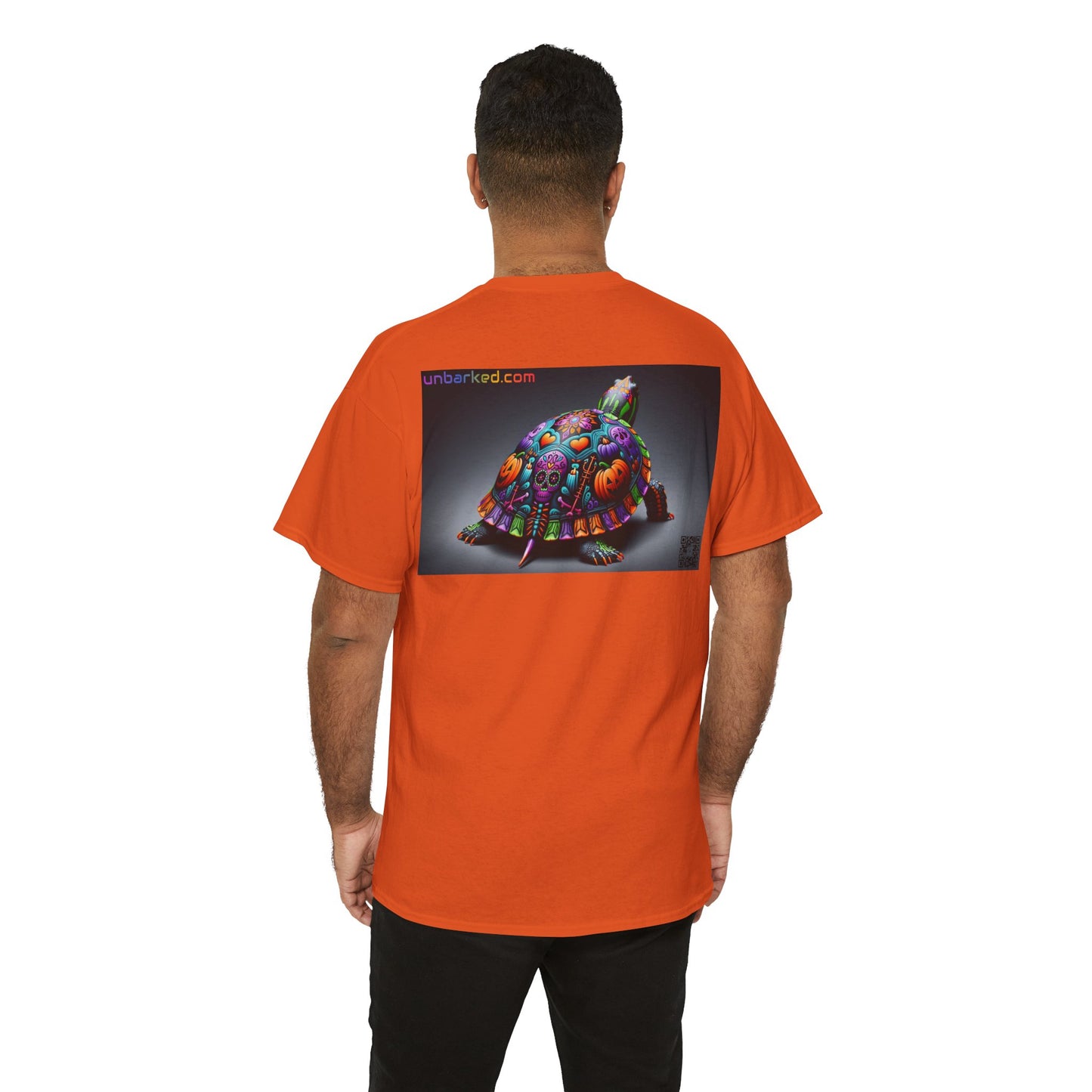 UNBARKED! Halloween Collection - Painted Slider Turtle Vibrant Día de Muertos Tattoo Unisex Heavy Cotton Tee Shirt