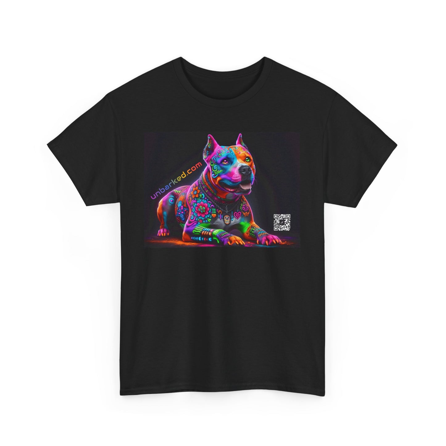 UNBARKED! Halloween Collection - Pitbull Dog Pittie Vibrant Día de Muertos Tattoo Unisex Heavy Cotton Tee