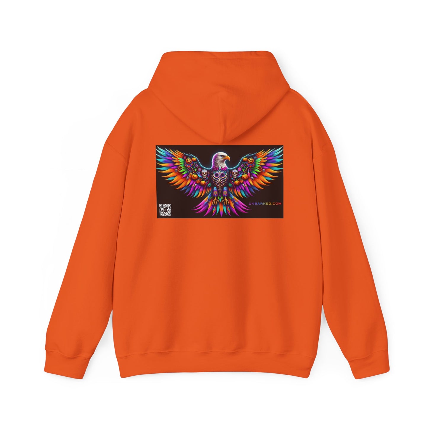 Hooded Sweatshirt UNBARKED! Halloween Collection - Bald Eagle Vibrant Día de Muertos Tattoo Hoodie Unisex Heavy Blend™