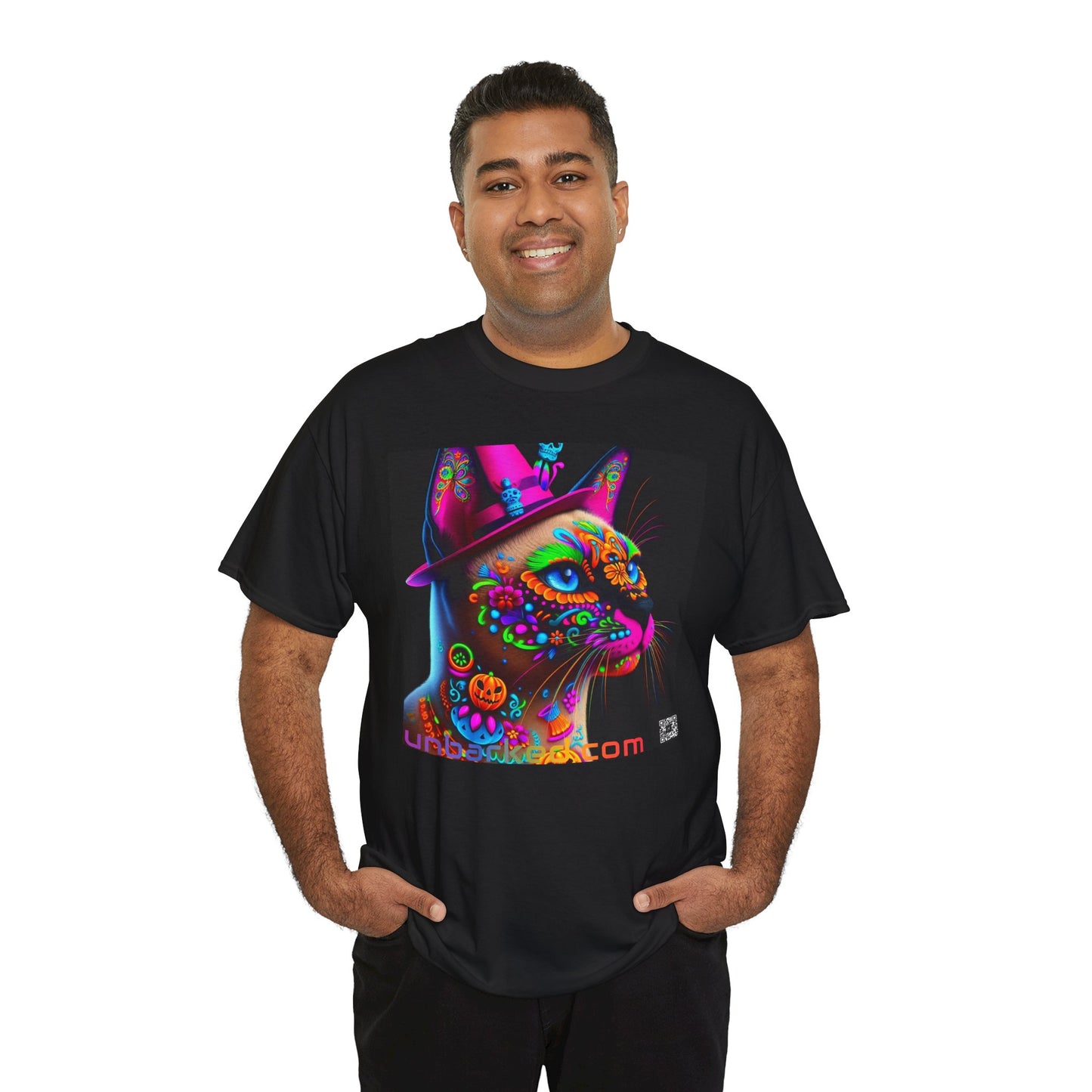 UNBARKED! Halloween Collection - Siamese Cat Vibrant Día de Muertos Tattoo Unisex Heavy Cotton Tee
