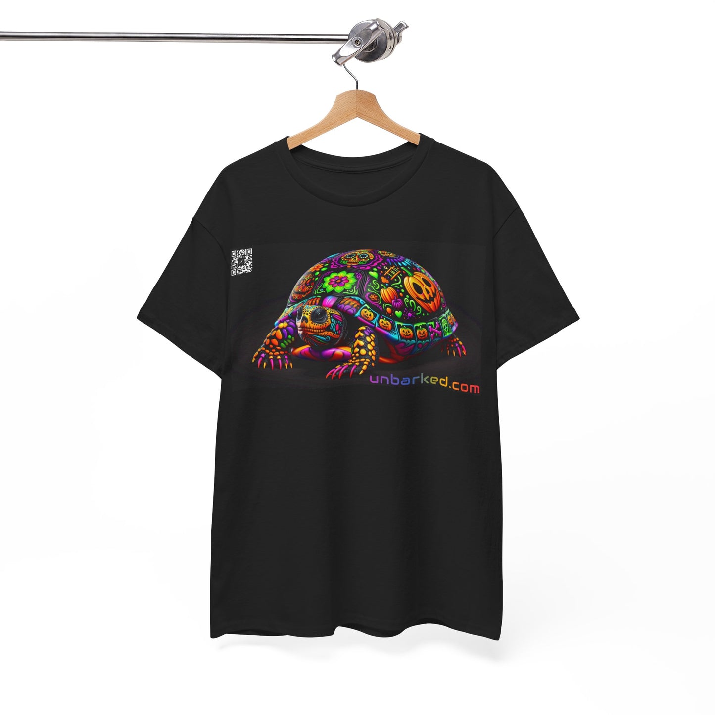 UNBARKED! Halloween Collection - Painted Slider Turtle Vibrant Día de Muertos Tattoo Unisex Heavy Cotton Tee Shirt