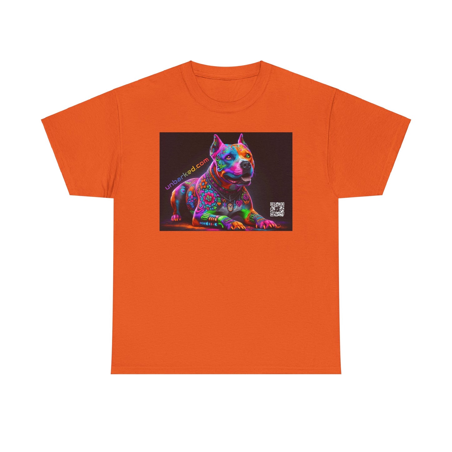 UNBARKED! Halloween Collection - Pitbull Dog Pittie Vibrant Día de Muertos Tattoo Unisex Heavy Cotton Tee